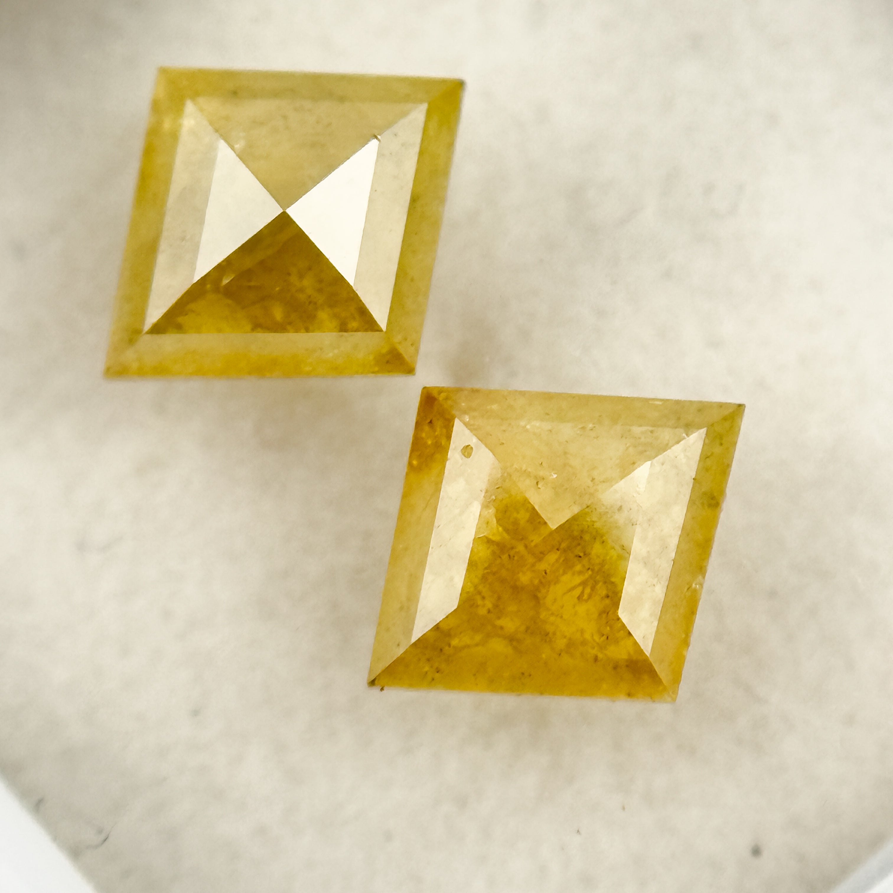 1.47 Ct Kite Rose Cut Yellow Natural Salt and Pepper Diamond Pair