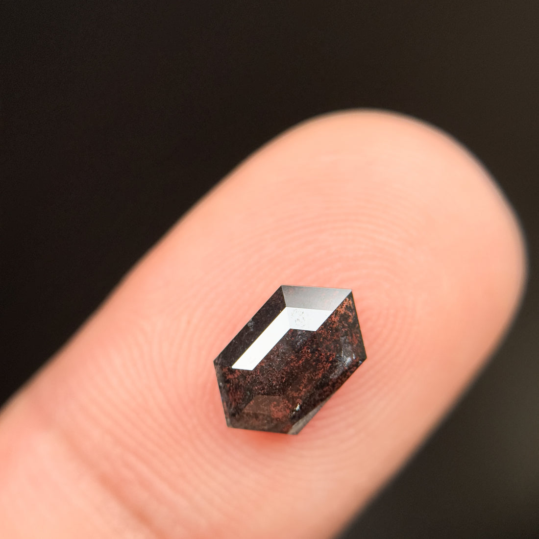 1.27 Ct Hexagon Rose Cut Grey Natural Salt and Pepper Diamond
