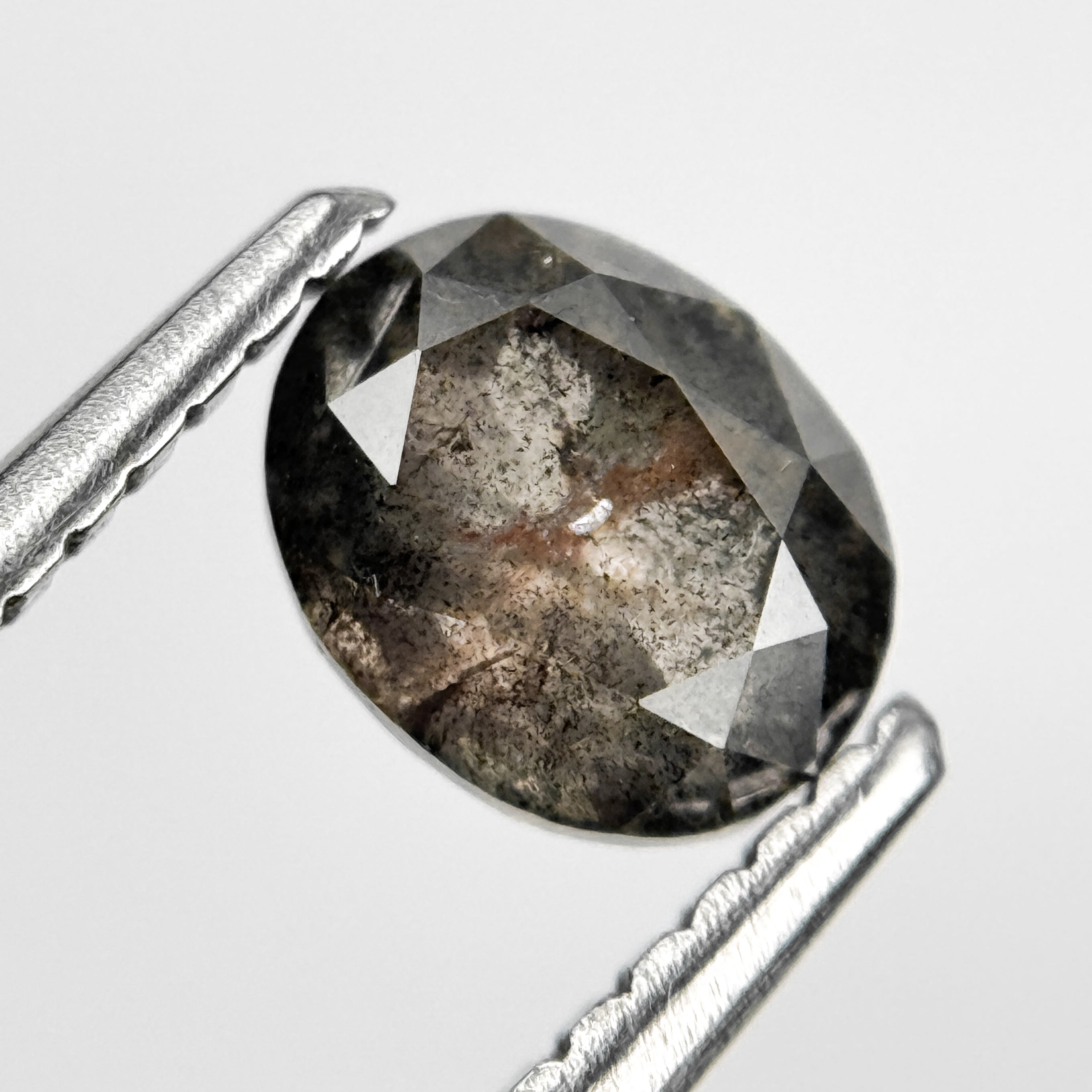0.90 Ct Oval Rose Cut Grey Natural Salt and Pepper Diamond