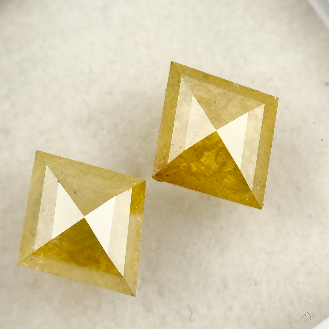 1.47 Ct Kite Rose Cut Yellow Natural Salt and Pepper Diamond Pair