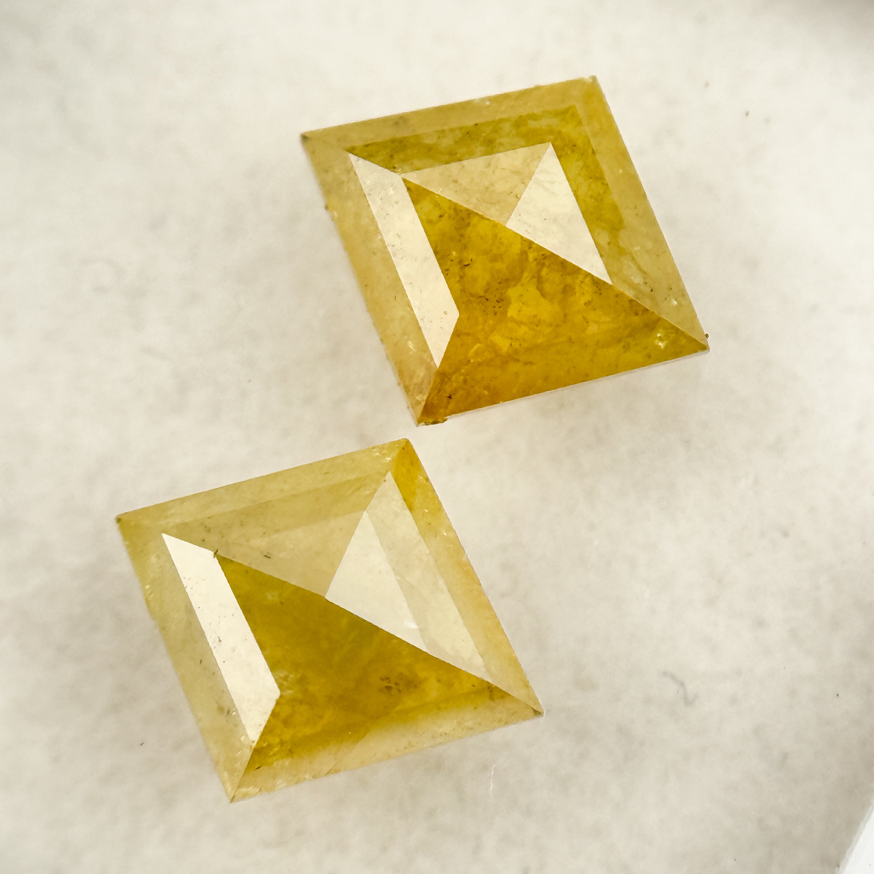 1.47 Ct Kite Rose Cut Yellow Natural Salt and Pepper Diamond Pair
