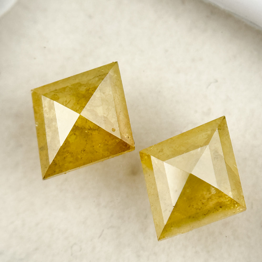 1.47 Ct Kite Rose Cut Yellow Natural Salt and Pepper Diamond Pair