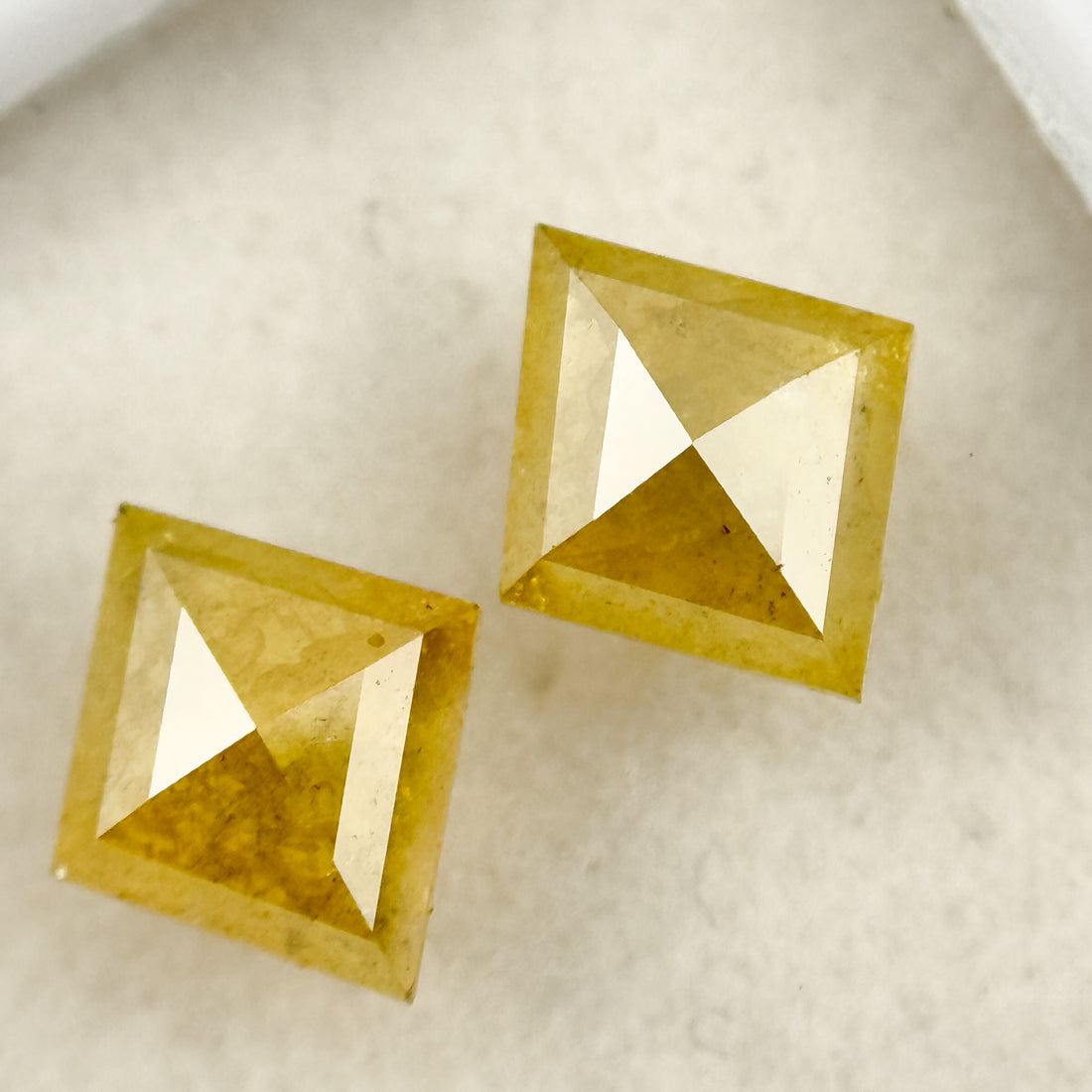 1.47 Ct Kite Rose Cut Yellow Natural Salt and Pepper Diamond Pair