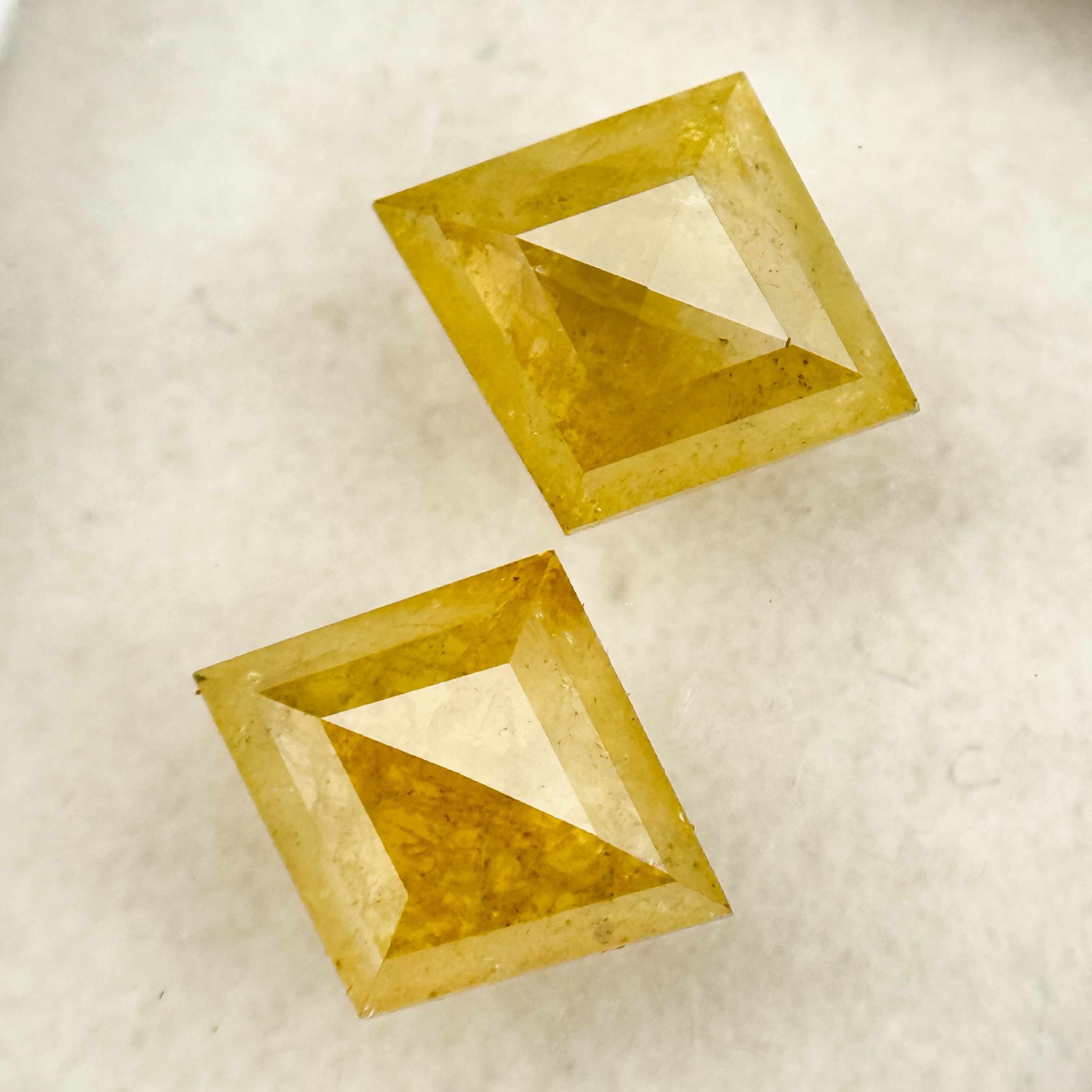 1.47 Ct Kite Rose Cut Yellow Natural Salt and Pepper Diamond Pair