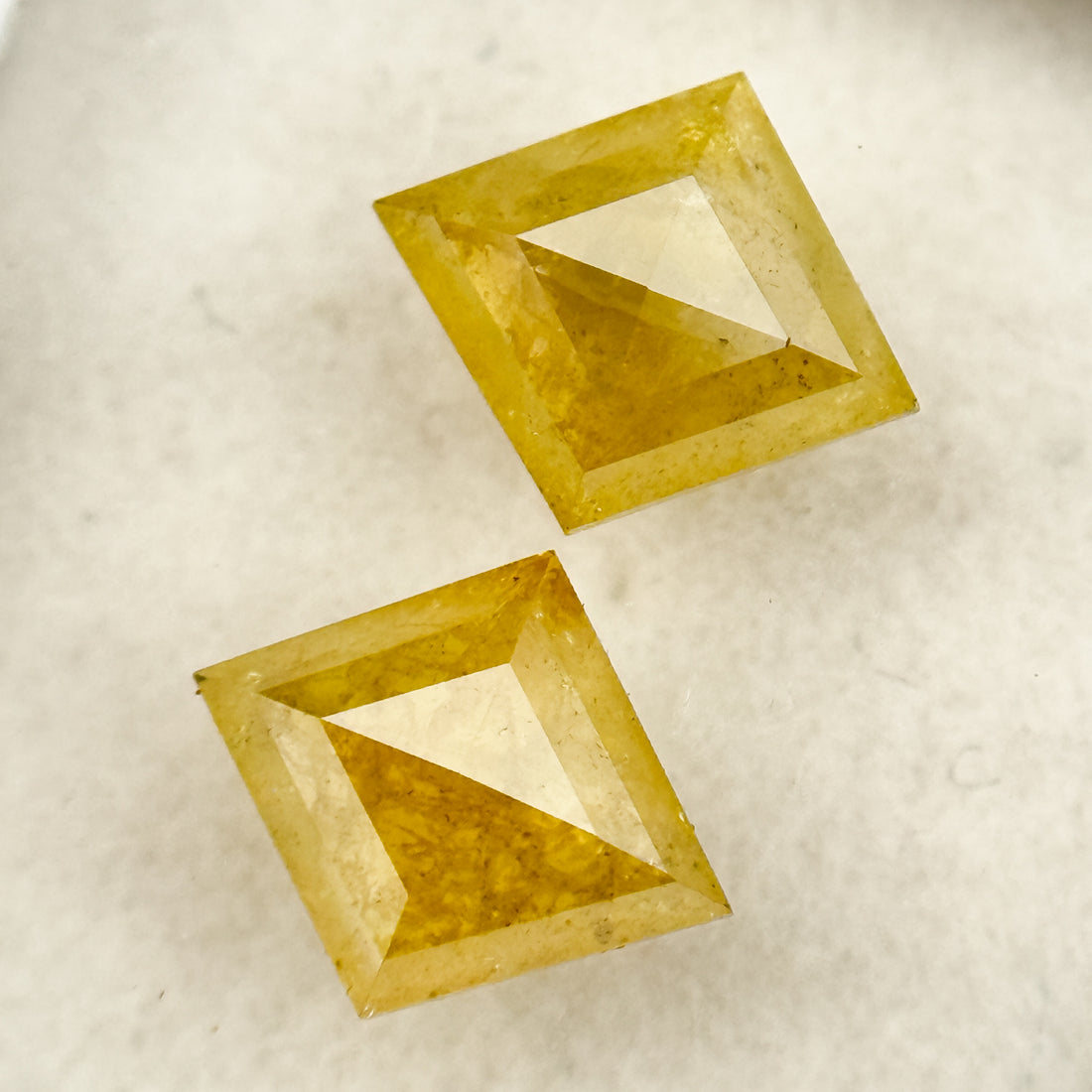1.47 Ct Kite Rose Cut Yellow Natural Salt and Pepper Diamond Pair