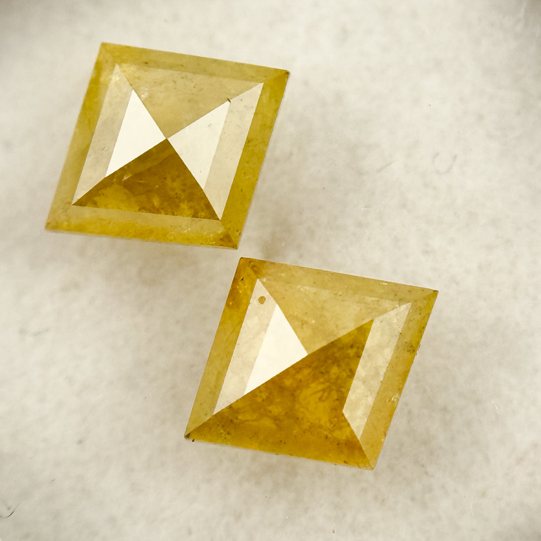 1.47 Ct Kite Rose Cut Yellow Natural Salt and Pepper Diamond Pair