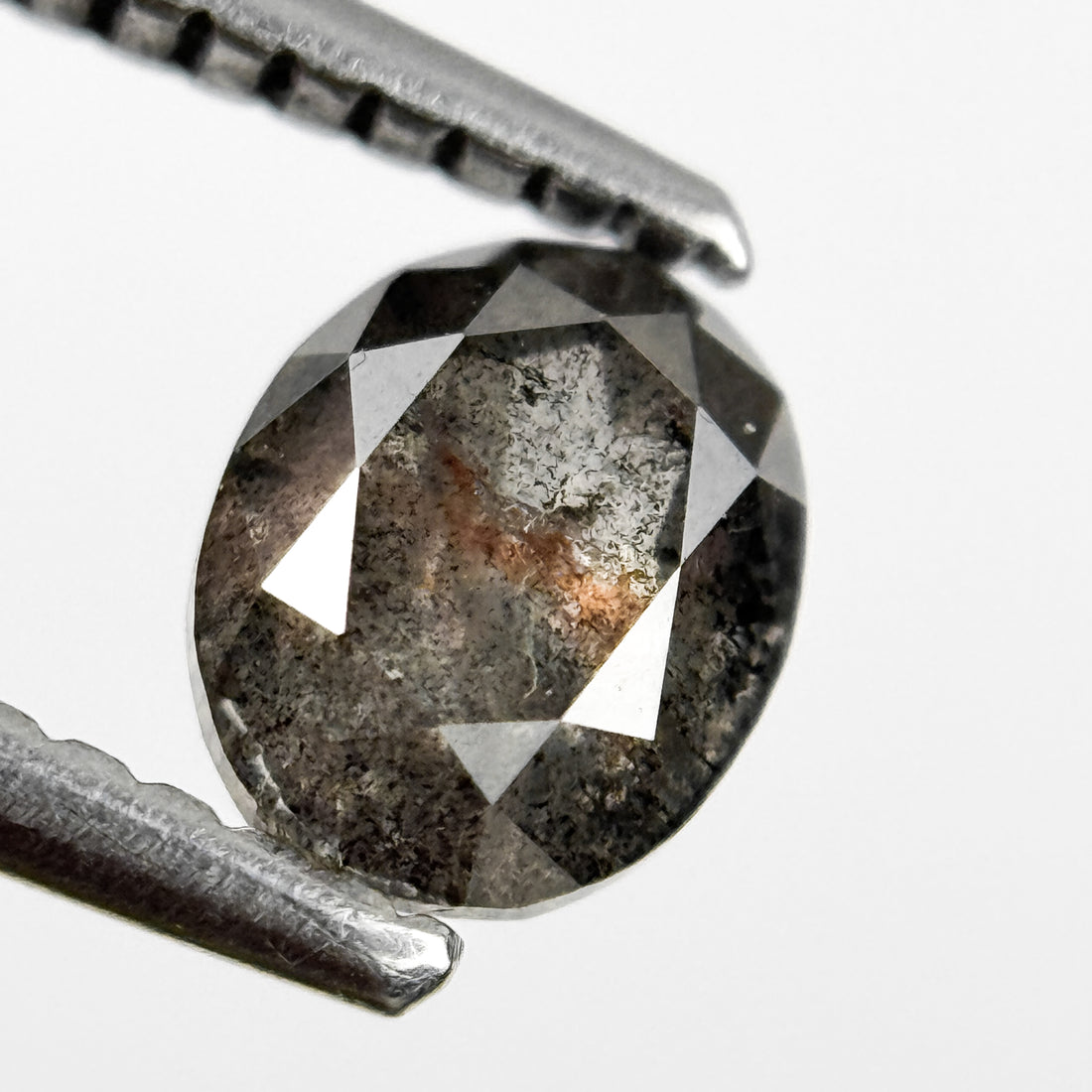 0.90 Ct Oval Rose Cut Grey Natural Salt and Pepper Diamond