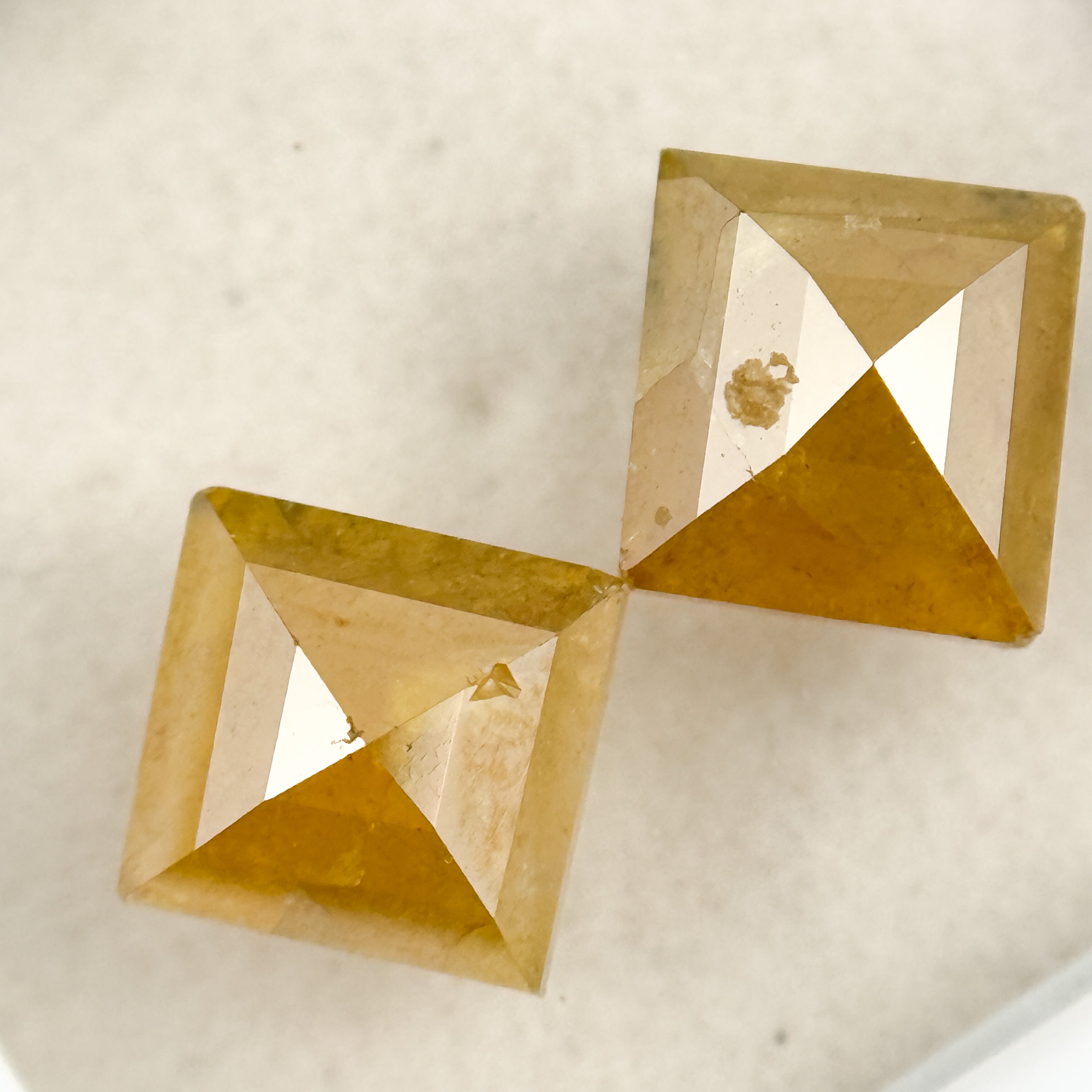2.75 Ct Square Rose Cut Yellow Natural Salt and Pepper Diamond