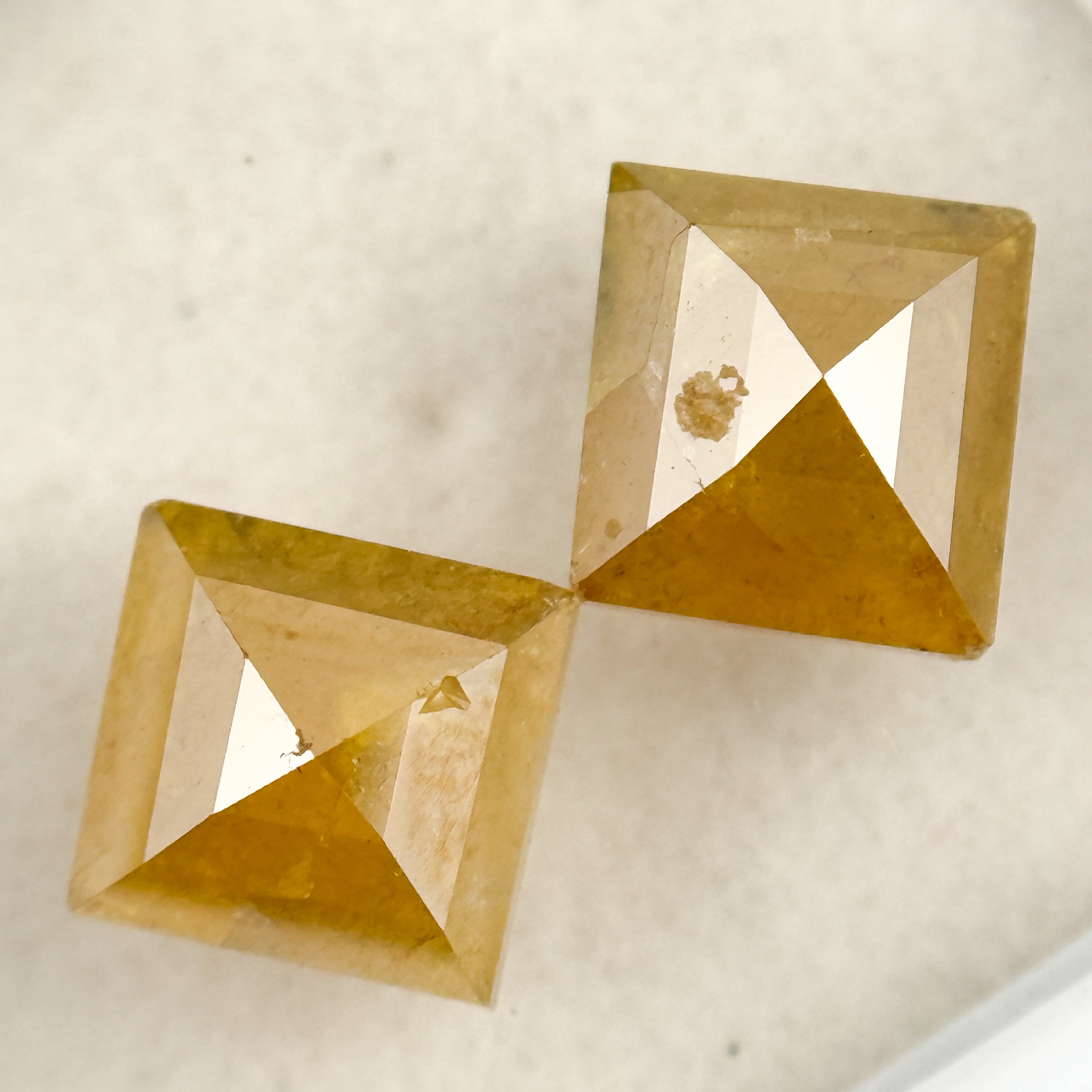 2.75 Ct Square Rose Cut Yellow Natural Salt and Pepper Diamond