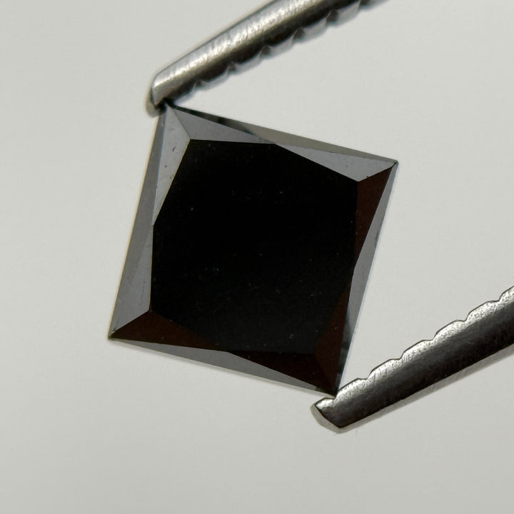 1.30 Ct Princess Rose Cut Black Natural Galaxy Diamond