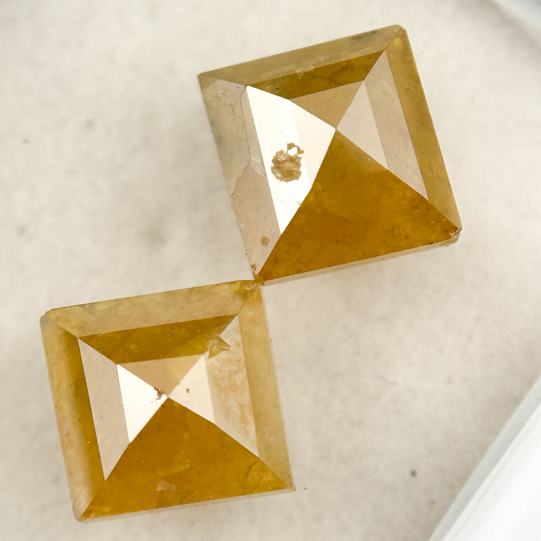 2.75 Ct Square Rose Cut Yellow Natural Salt and Pepper Diamond