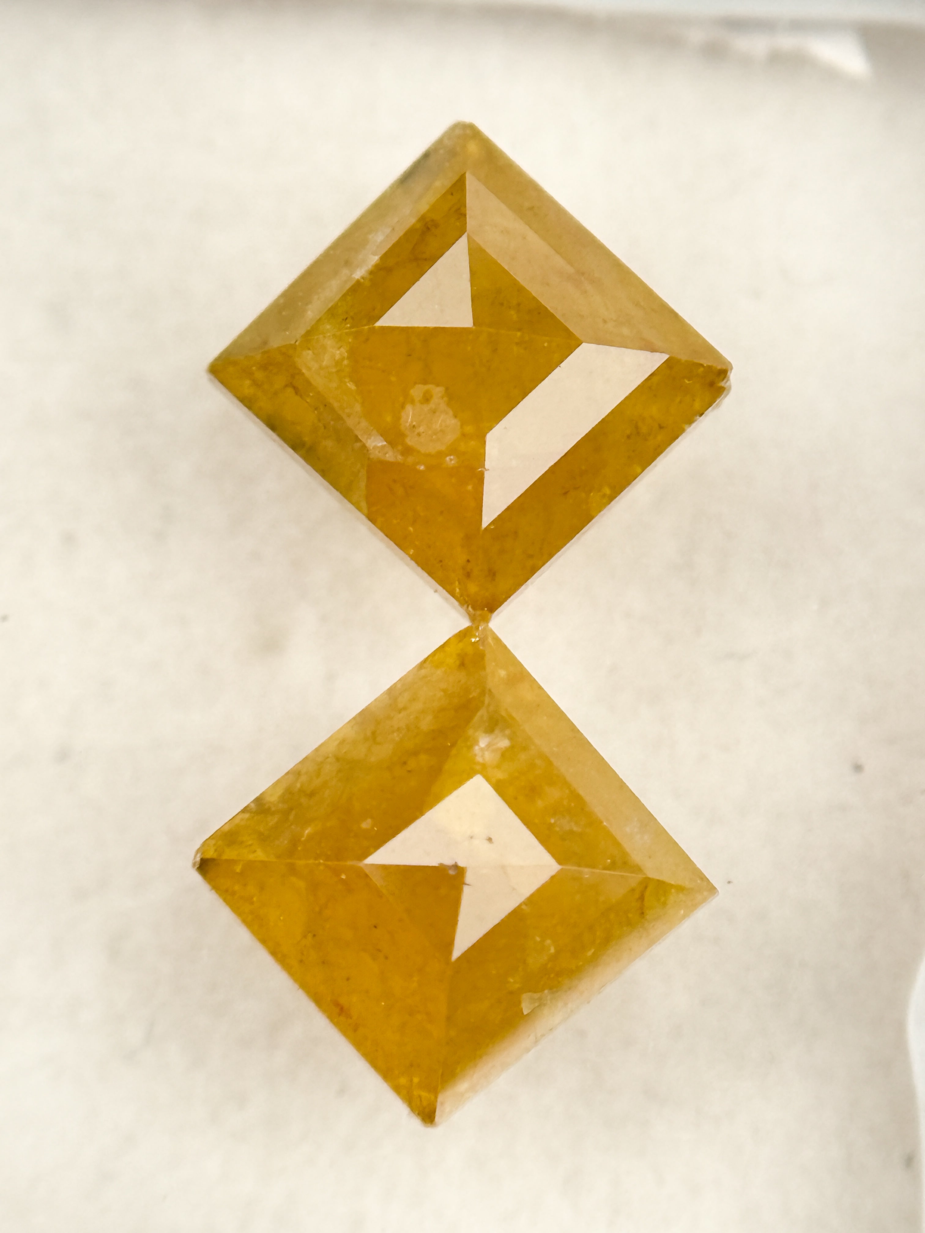 2.75 Ct Square Rose Cut Yellow Natural Salt and Pepper Diamond