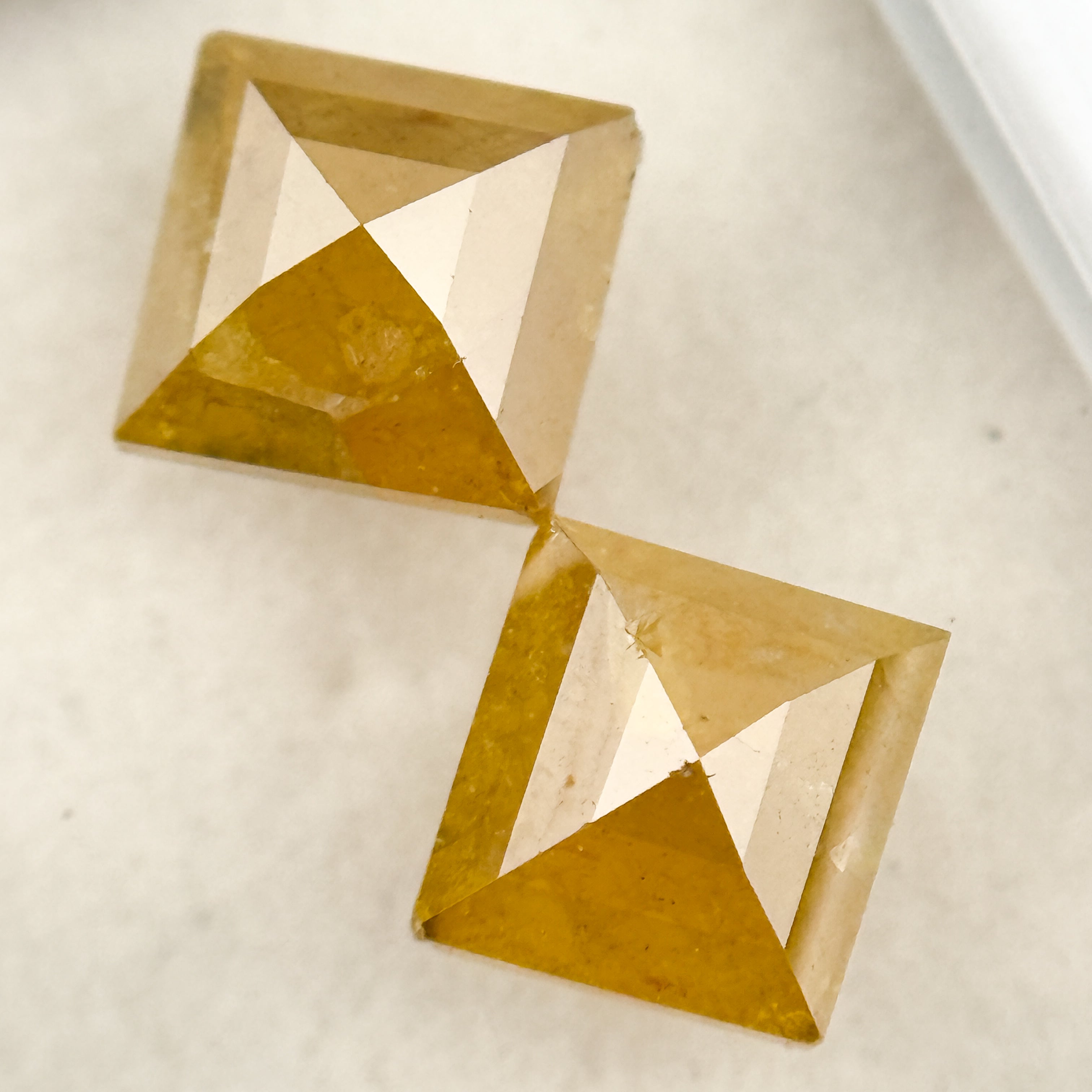 2.75 Ct Square Rose Cut Yellow Natural Salt and Pepper Diamond