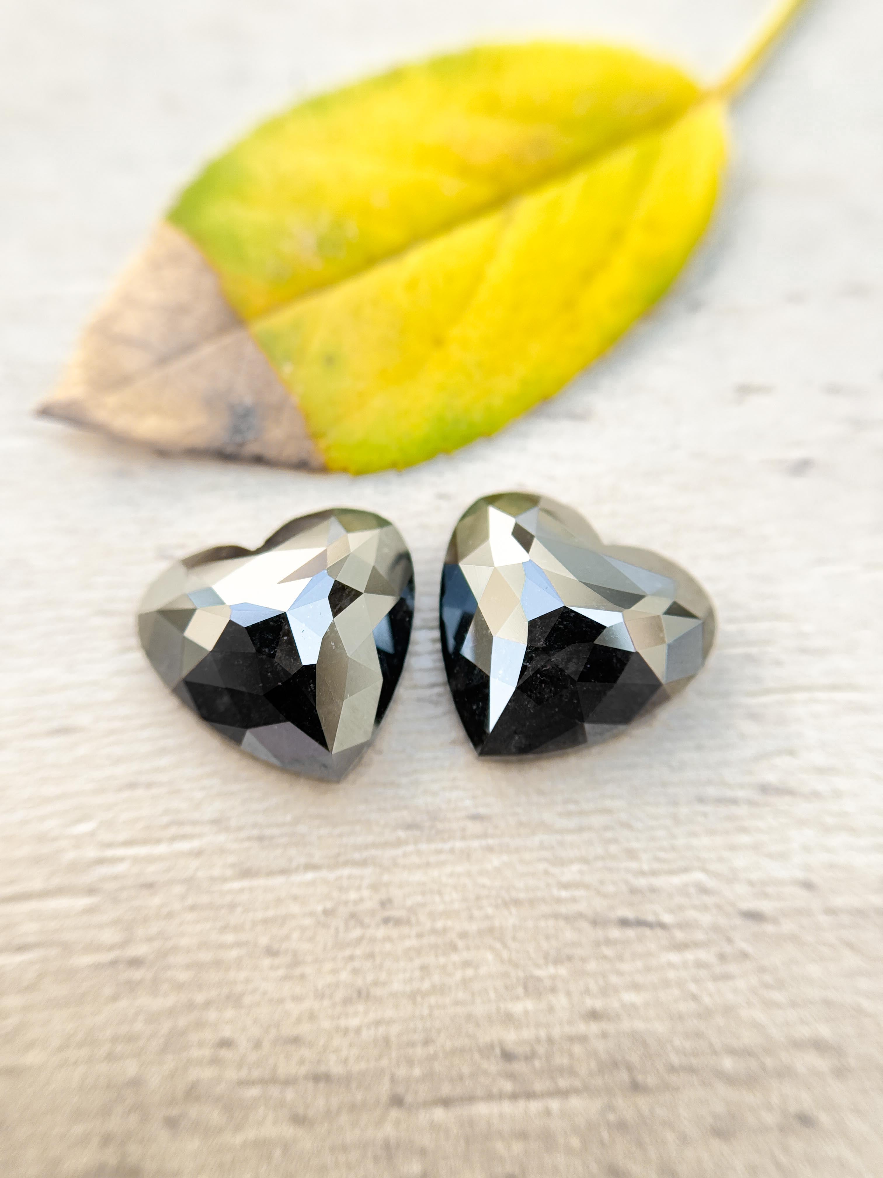 9.47 Ct Heart Rose Cut Black Natural Galaxy Diamond