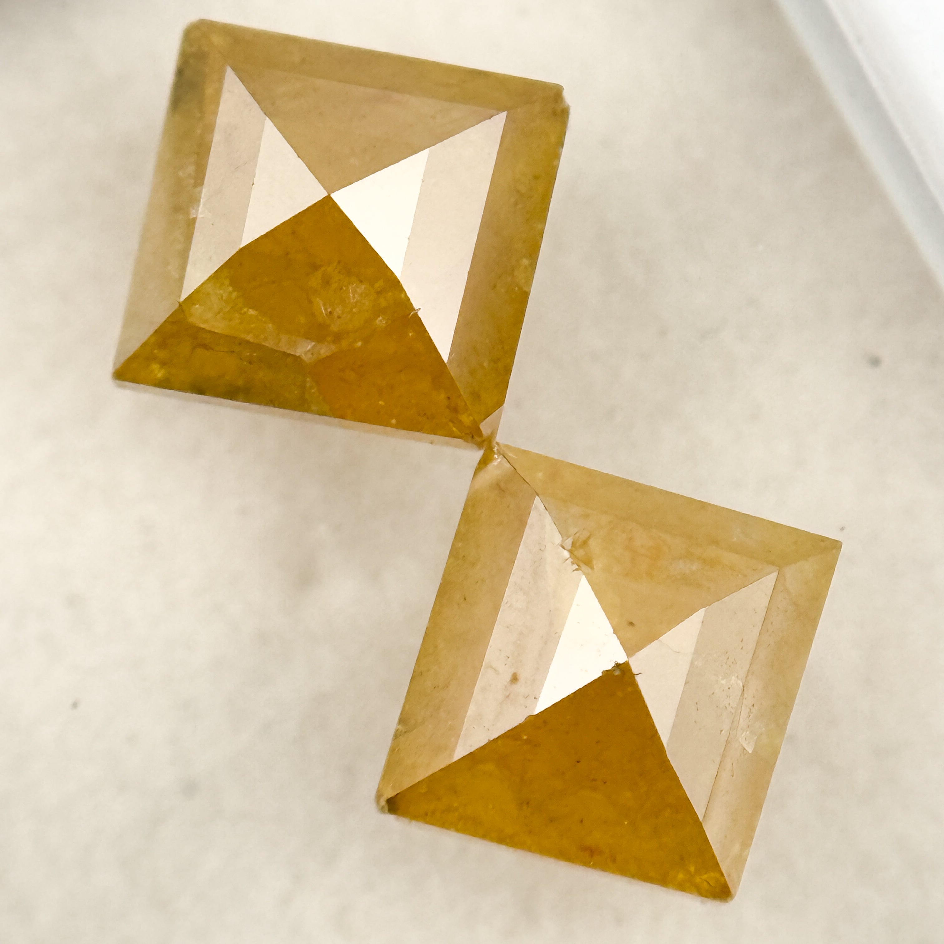 2.75 Ct Square Rose Cut Yellow Natural Salt and Pepper Diamond