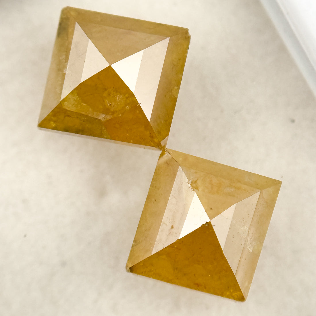 2.75 Ct Square Rose Cut Yellow Natural Salt and Pepper Diamond