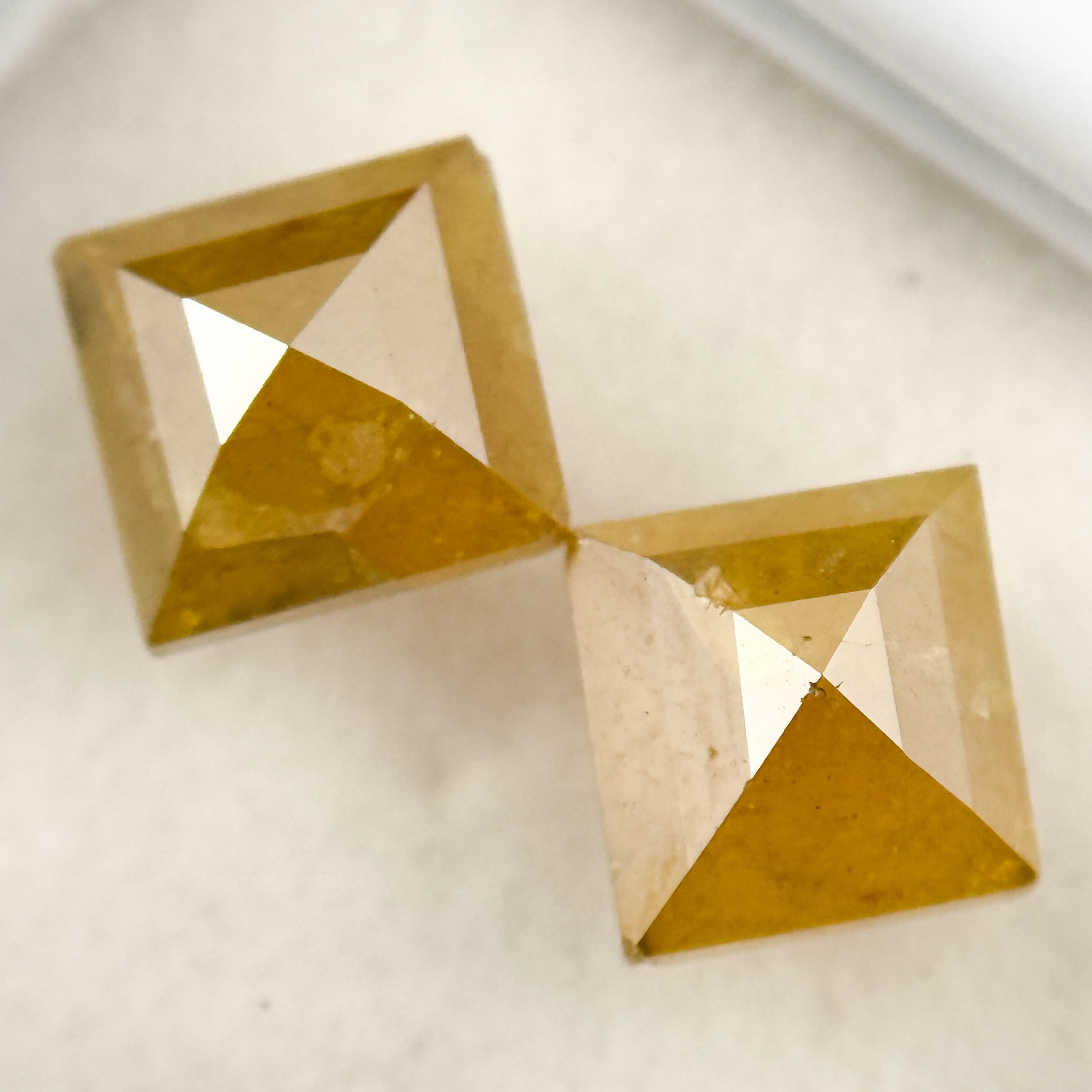 2.75 Ct Square Rose Cut Yellow Natural Salt and Pepper Diamond