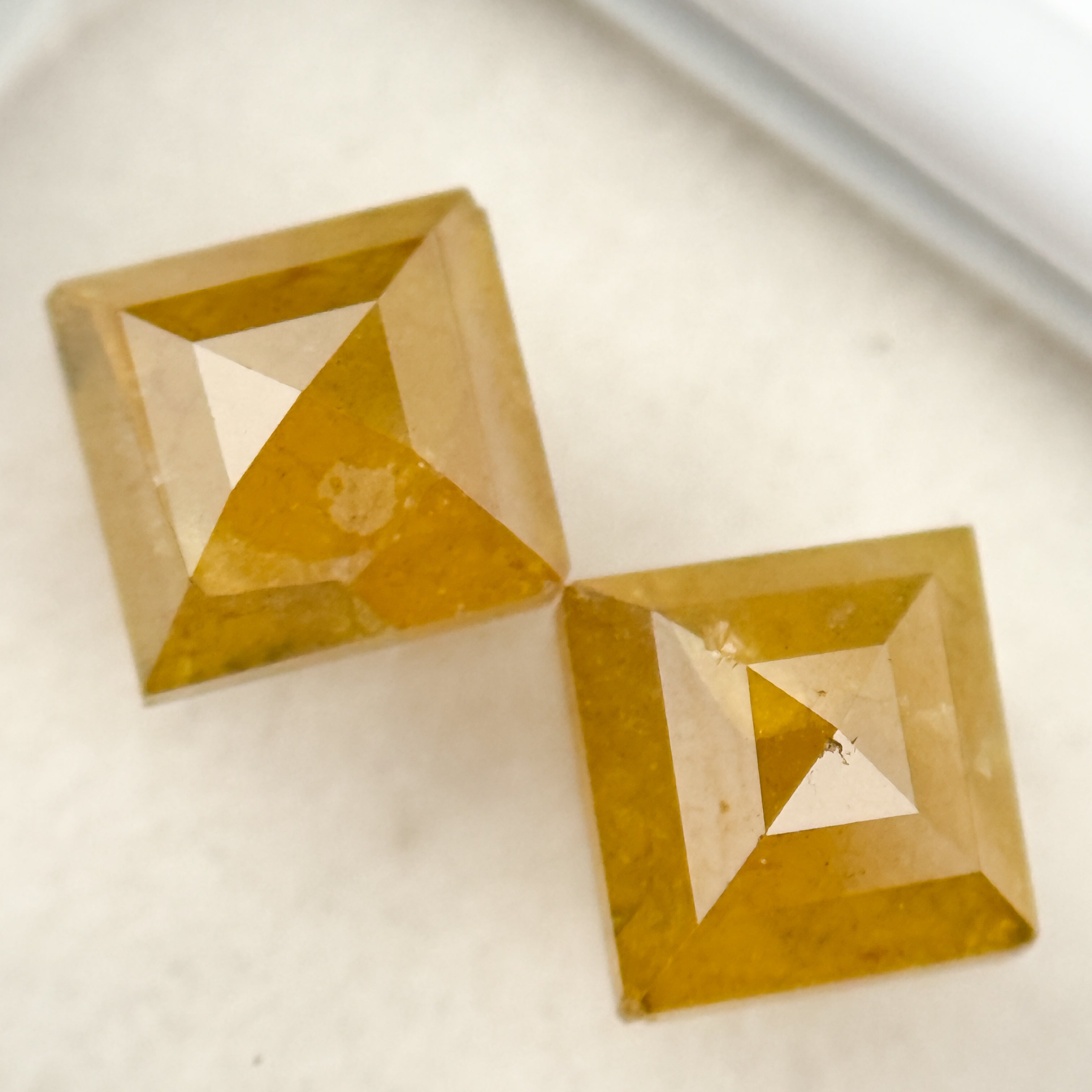 2.75 Ct Square Rose Cut Yellow Natural Salt and Pepper Diamond