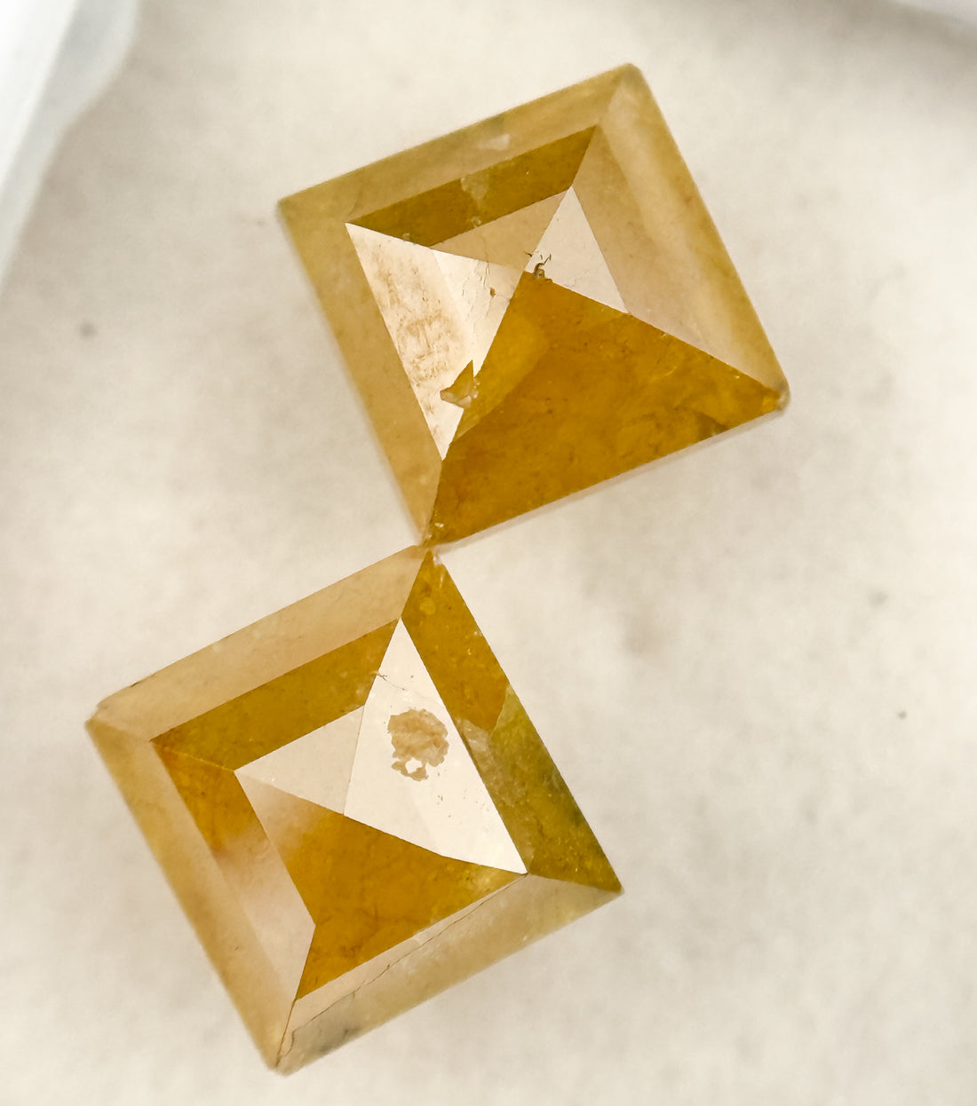 2.75 Ct Square Rose Cut Yellow Natural Salt and Pepper Diamond