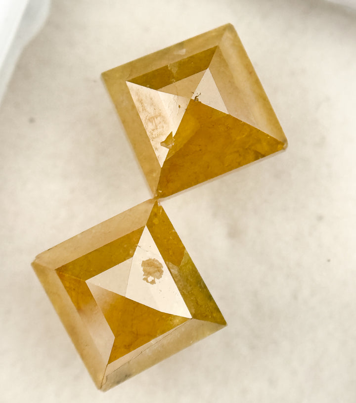 2.75 Ct Square Rose Cut Yellow Natural Salt and Pepper Diamond