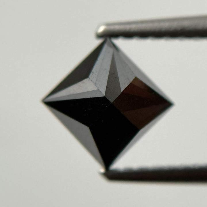 1.30 Ct Princess Rose Cut Black Natural Galaxy Diamond