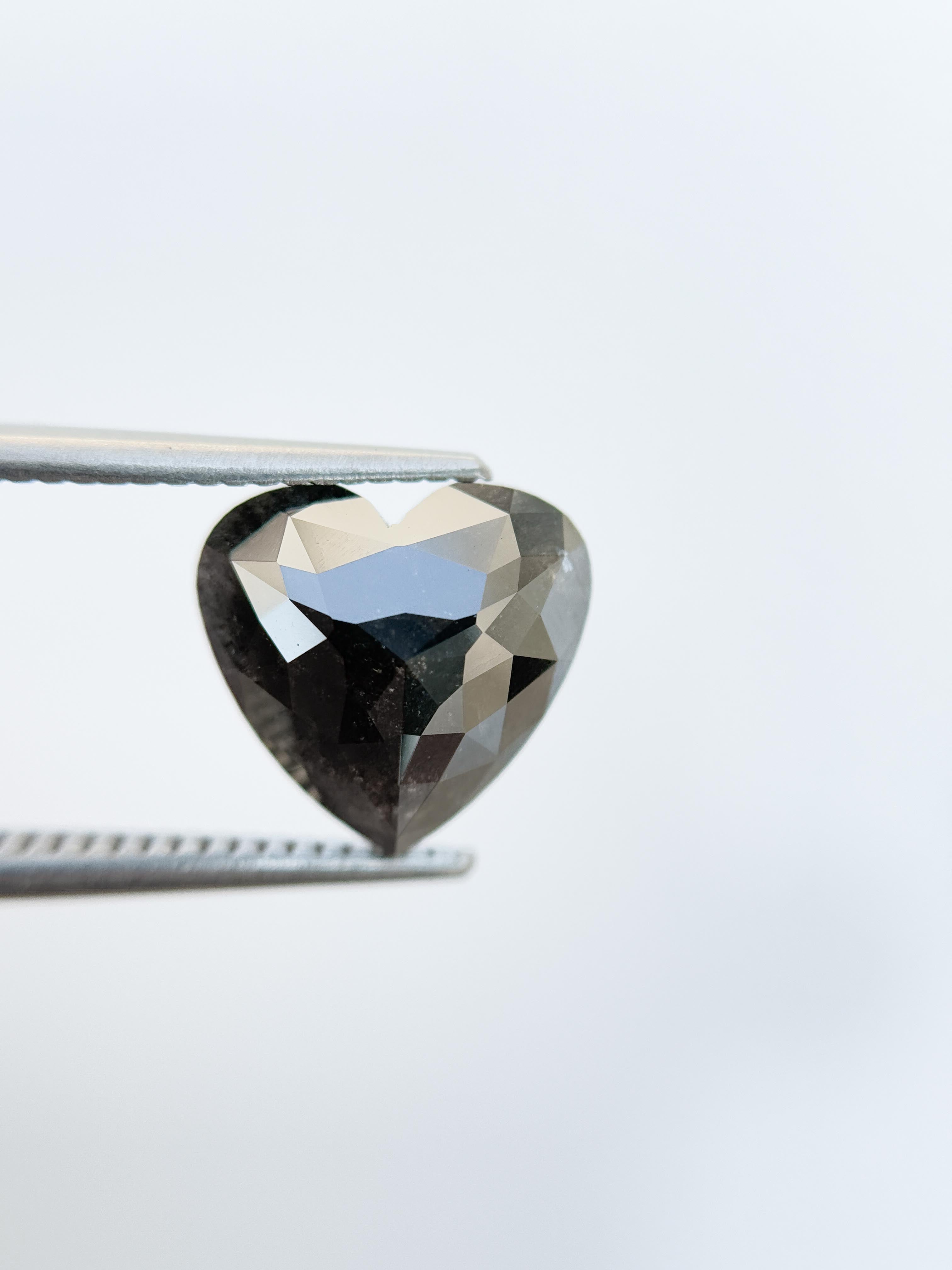 9.47 Ct Heart Rose Cut Black Natural Galaxy Diamond