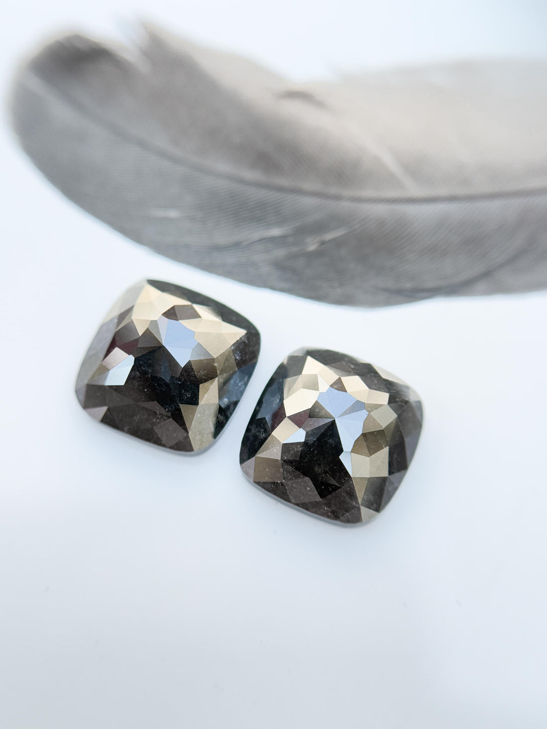 7.80 Ct Square Rose Cut Black Natural Salt and Pepper Diamond