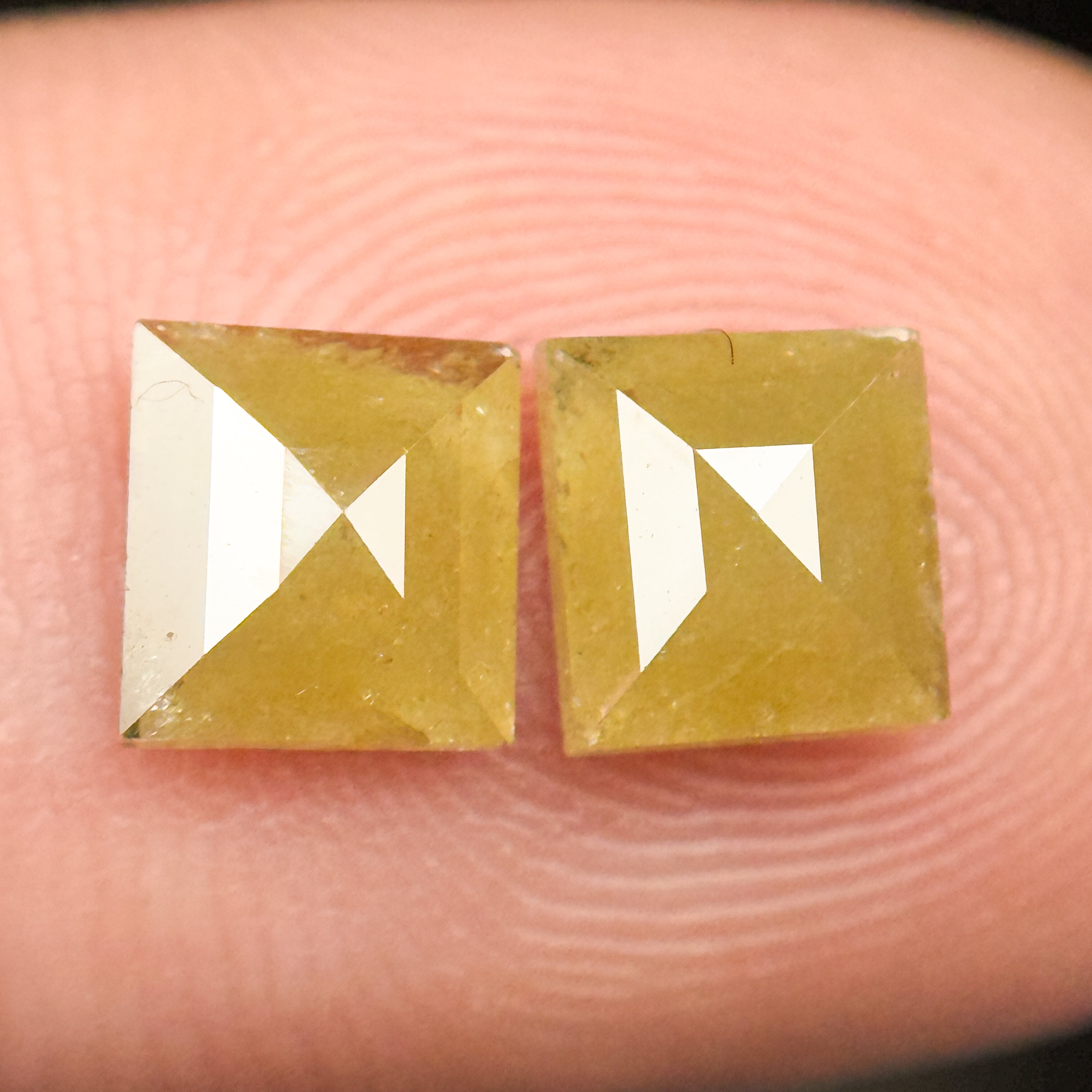 2.17 Ct Square Rose Cut Yellow Natural Salt and Pepper Diamond