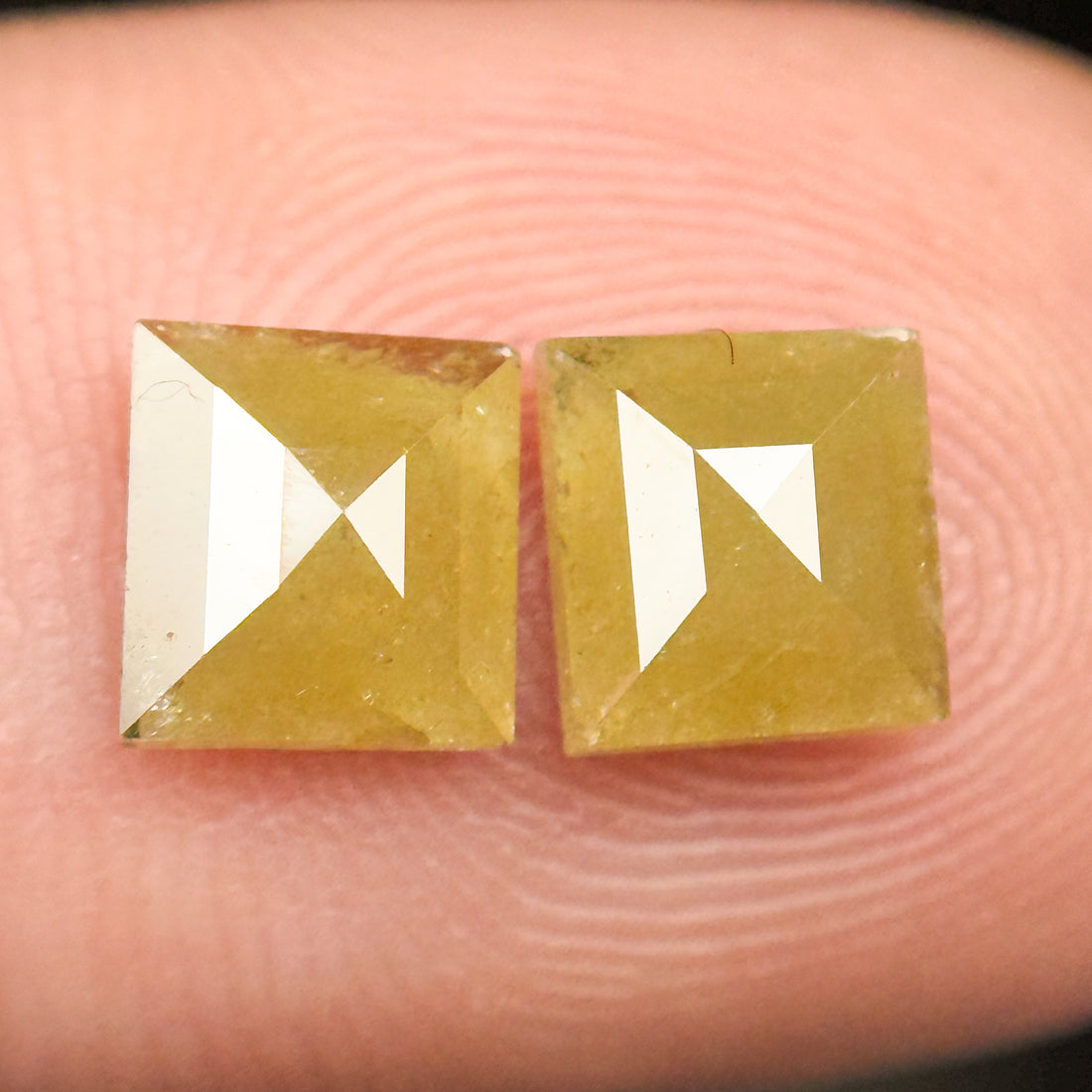 2.17 Ct Square Rose Cut Yellow Natural Salt and Pepper Diamond