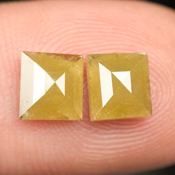 2.17 Ct Square Rose Cut Yellow Natural Salt and Pepper Diamond