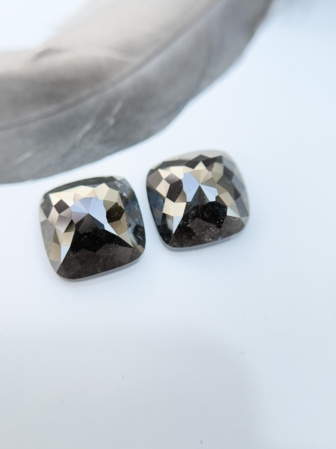 7.80 Ct Square Rose Cut Black Natural Salt and Pepper Diamond