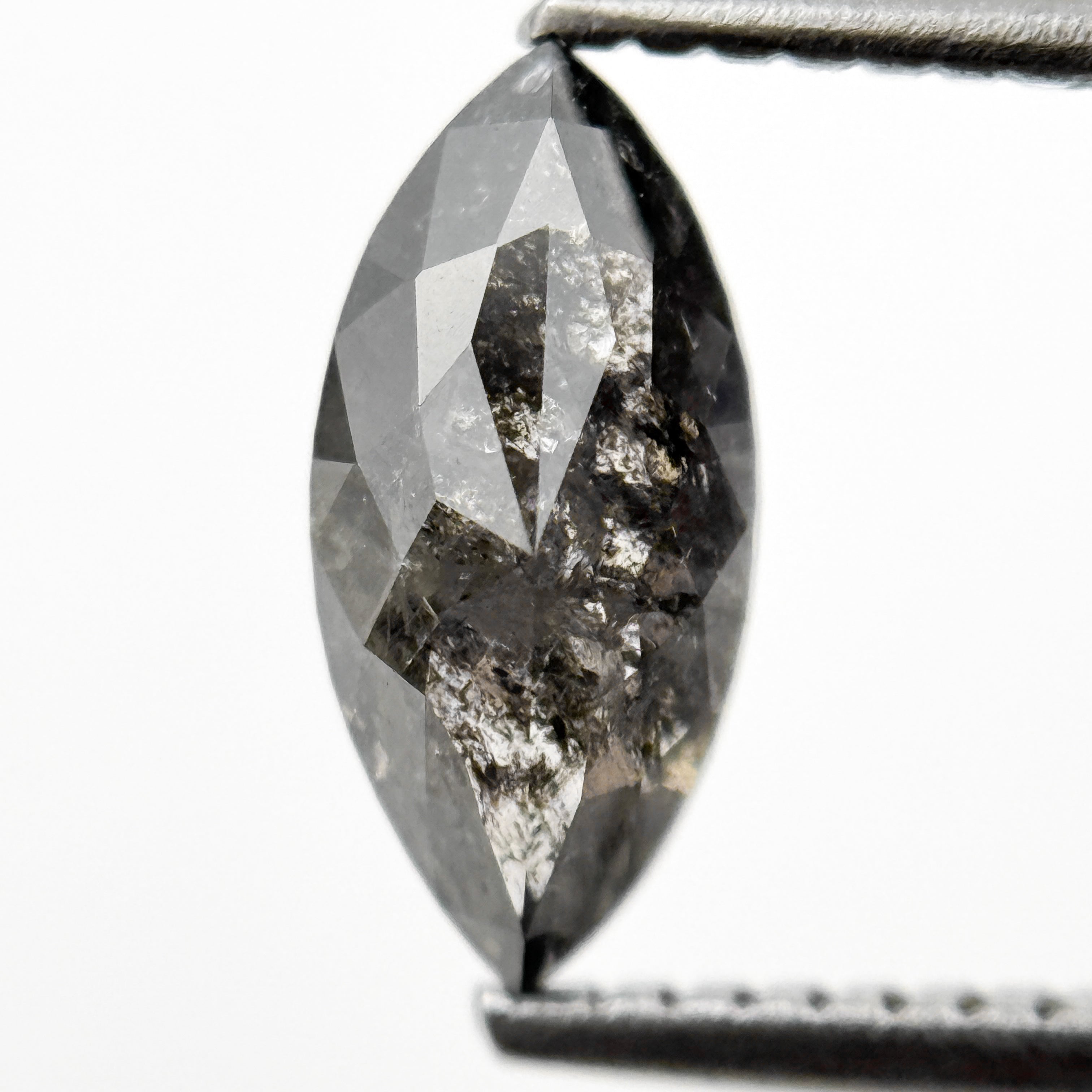 1.19 Ct Marquise Rose Cut Grey Natural Salt and pepper Diamond