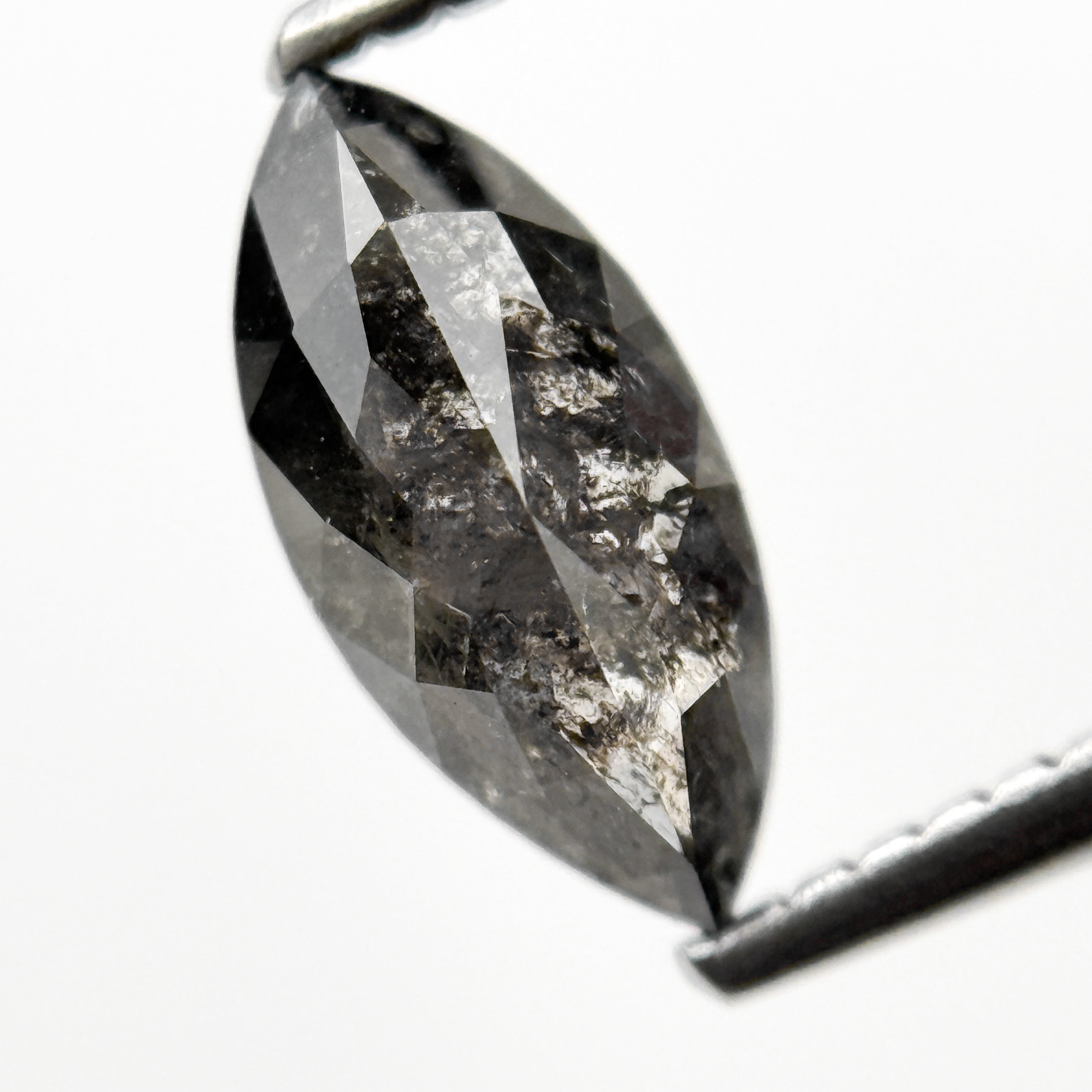 1.19 Ct Marquise Rose Cut Grey Natural Salt and pepper Diamond