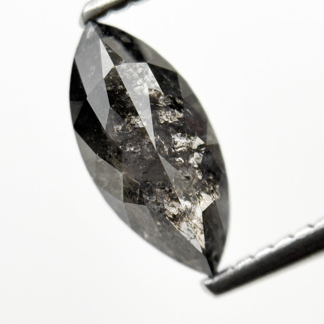 1.19 Ct Marquise Rose Cut Grey Natural Salt and pepper Diamond