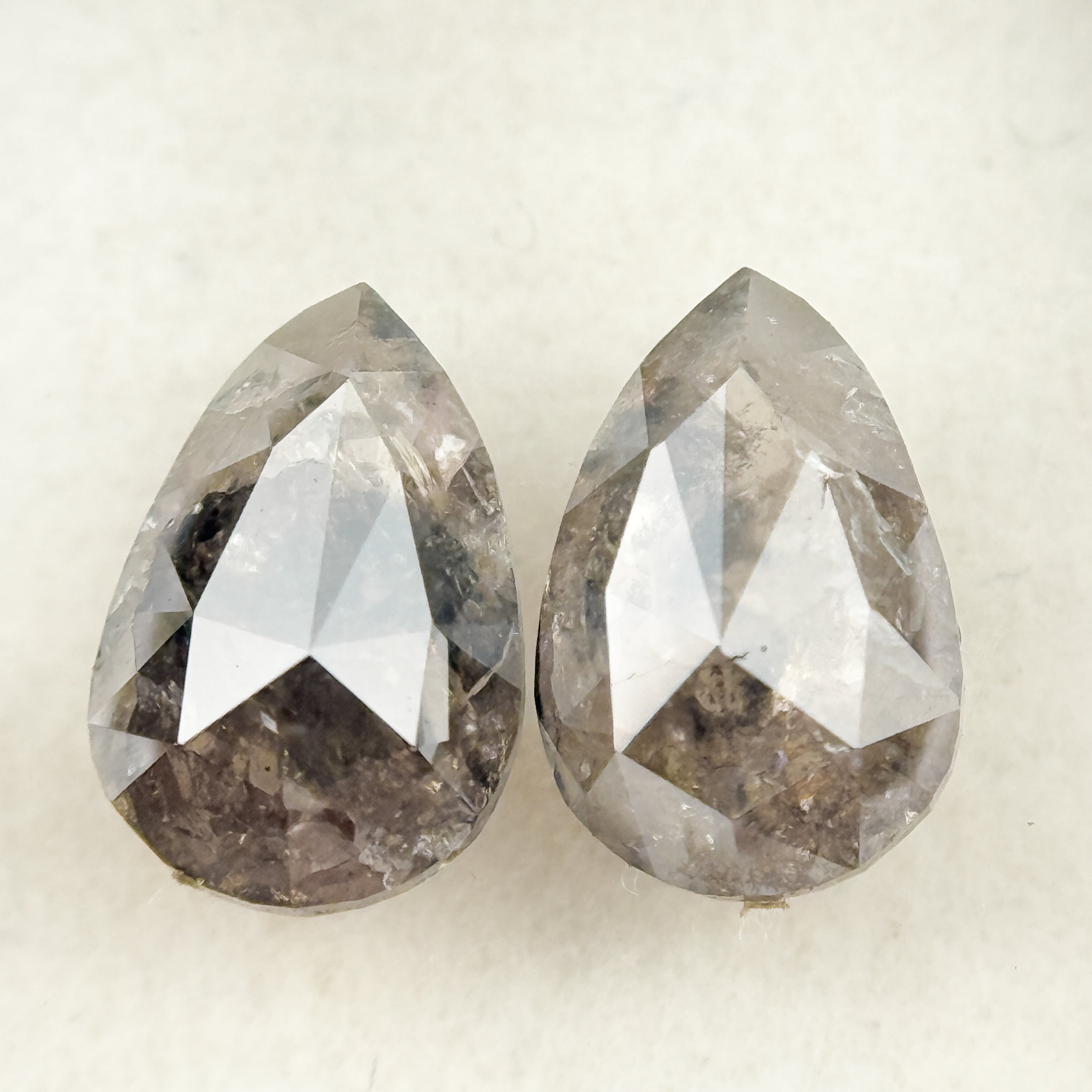 2.22 Ct Pear Rose Cut Grey Natural Salt and Pepper Diamond