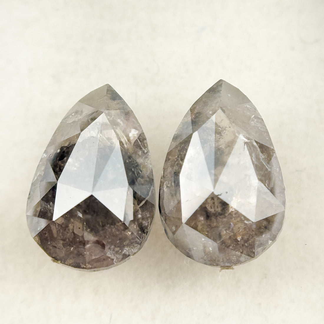 2.22 Ct Pear Rose Cut Grey Natural Salt and Pepper Diamond
