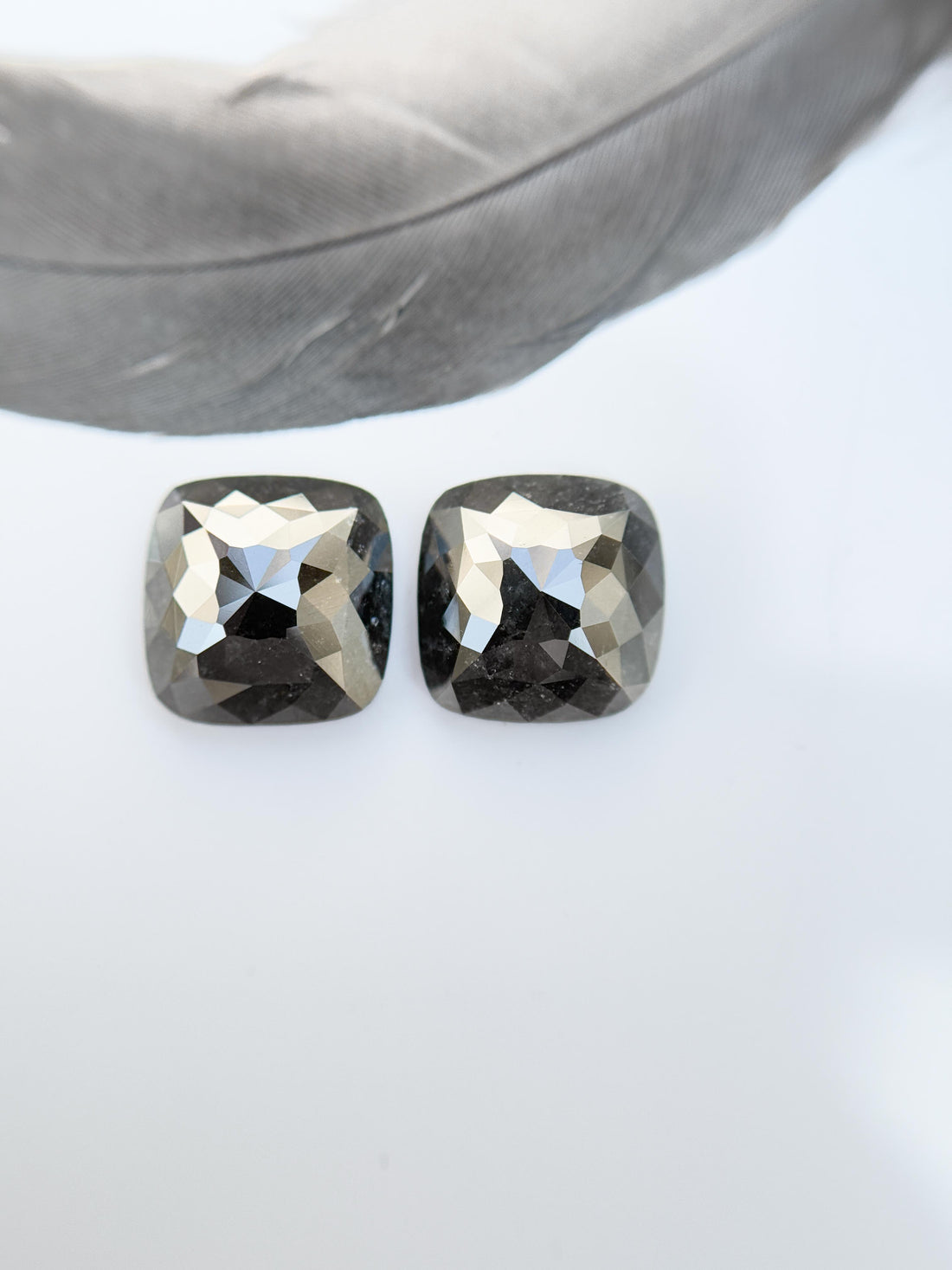 7.80 Ct Square Rose Cut Black Natural Salt and Pepper Diamond