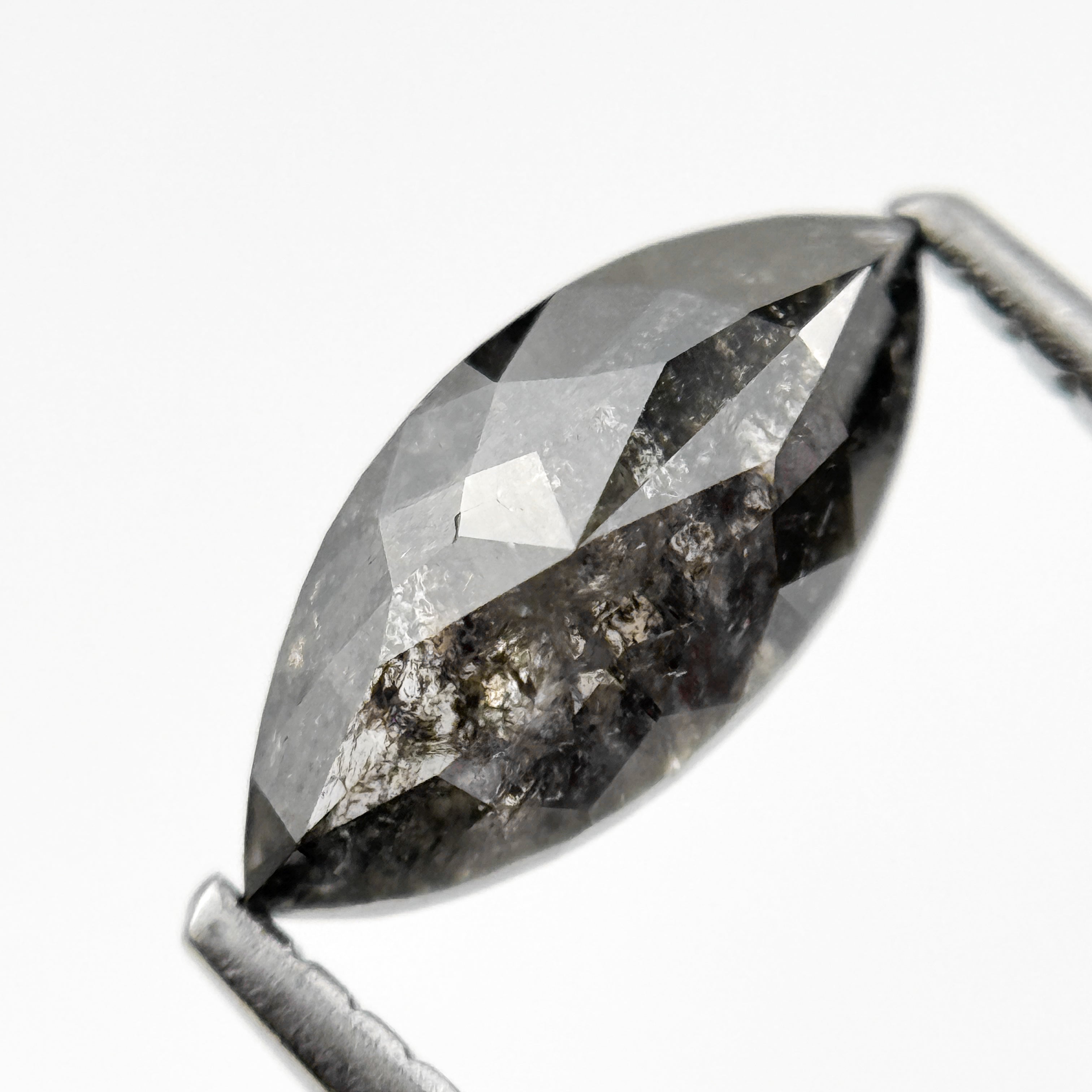1.19 Ct Marquise Rose Cut Grey Natural Salt and pepper Diamond