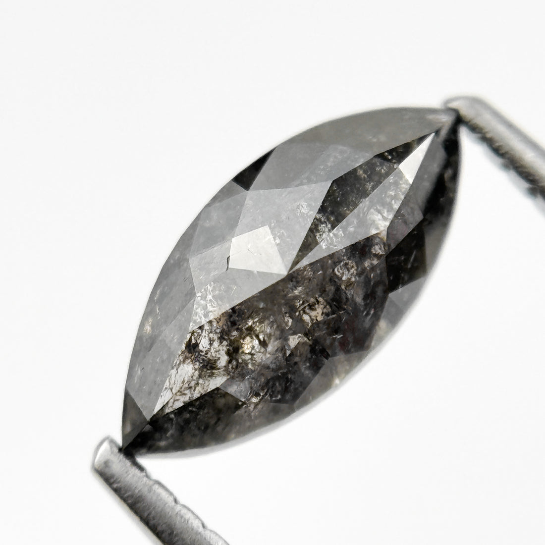 1.19 Ct Marquise Rose Cut Grey Natural Salt and pepper Diamond
