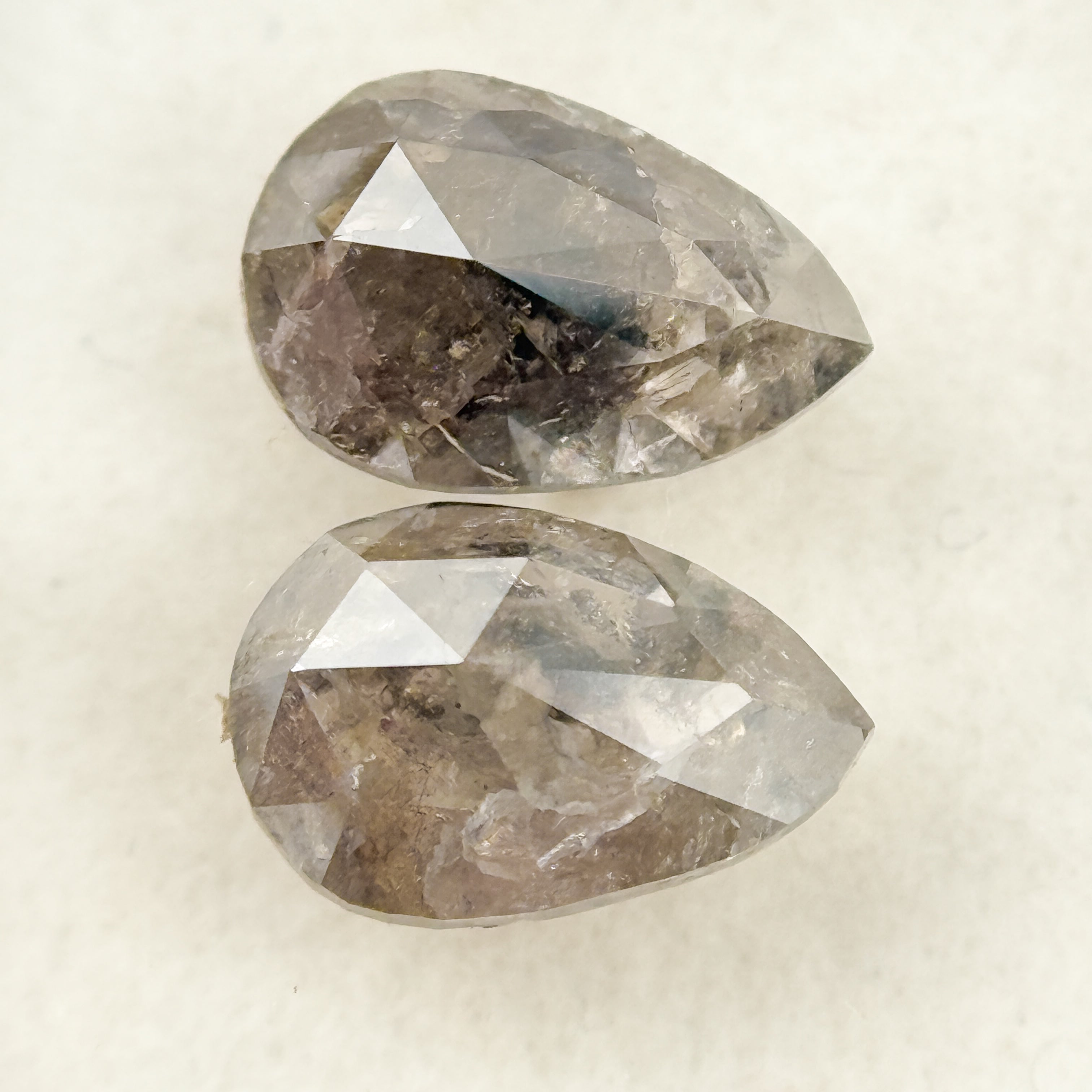 2.22 Ct Pear Rose Cut Grey Natural Salt and Pepper Diamond