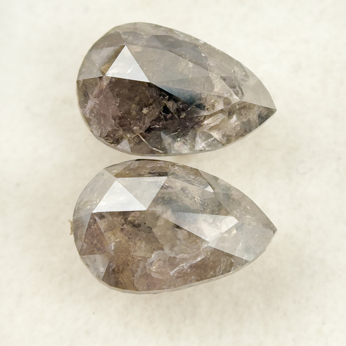 2.22 Ct Pear Rose Cut Grey Natural Salt and Pepper Diamond