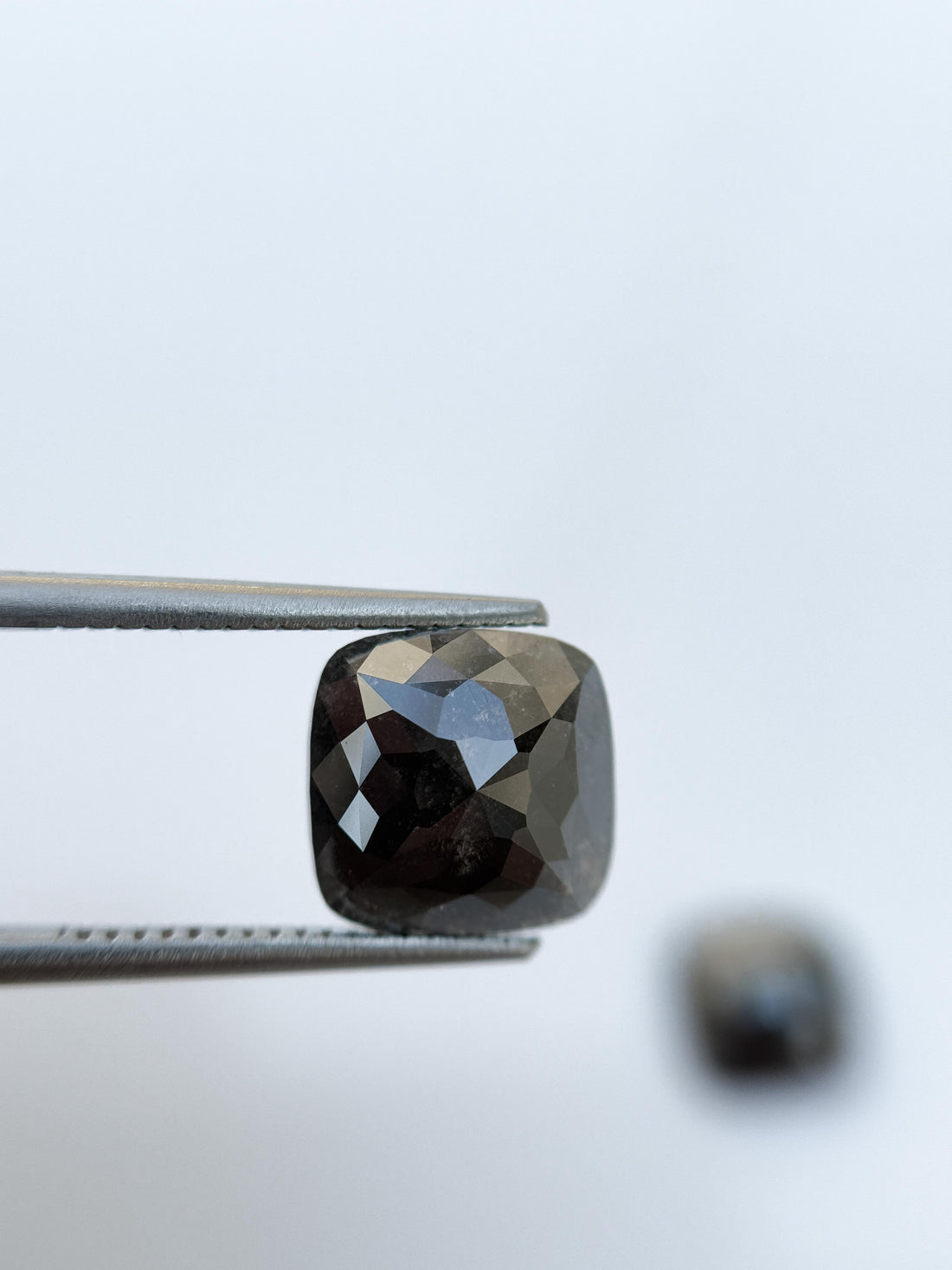 7.80 Ct Square Rose Cut Black Natural Salt and Pepper Diamond