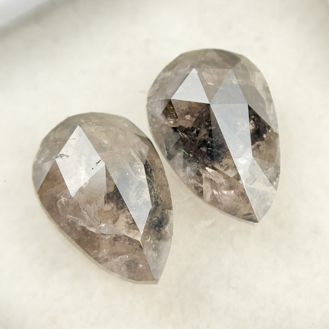 2.22 Ct Pear Rose Cut Grey Natural Salt and Pepper Diamond