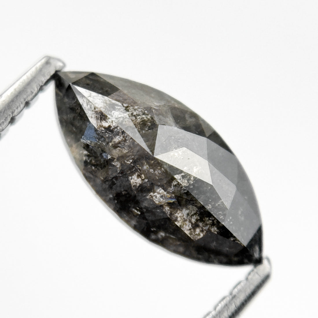 1.19 Ct Marquise Rose Cut Grey Natural Salt and pepper Diamond