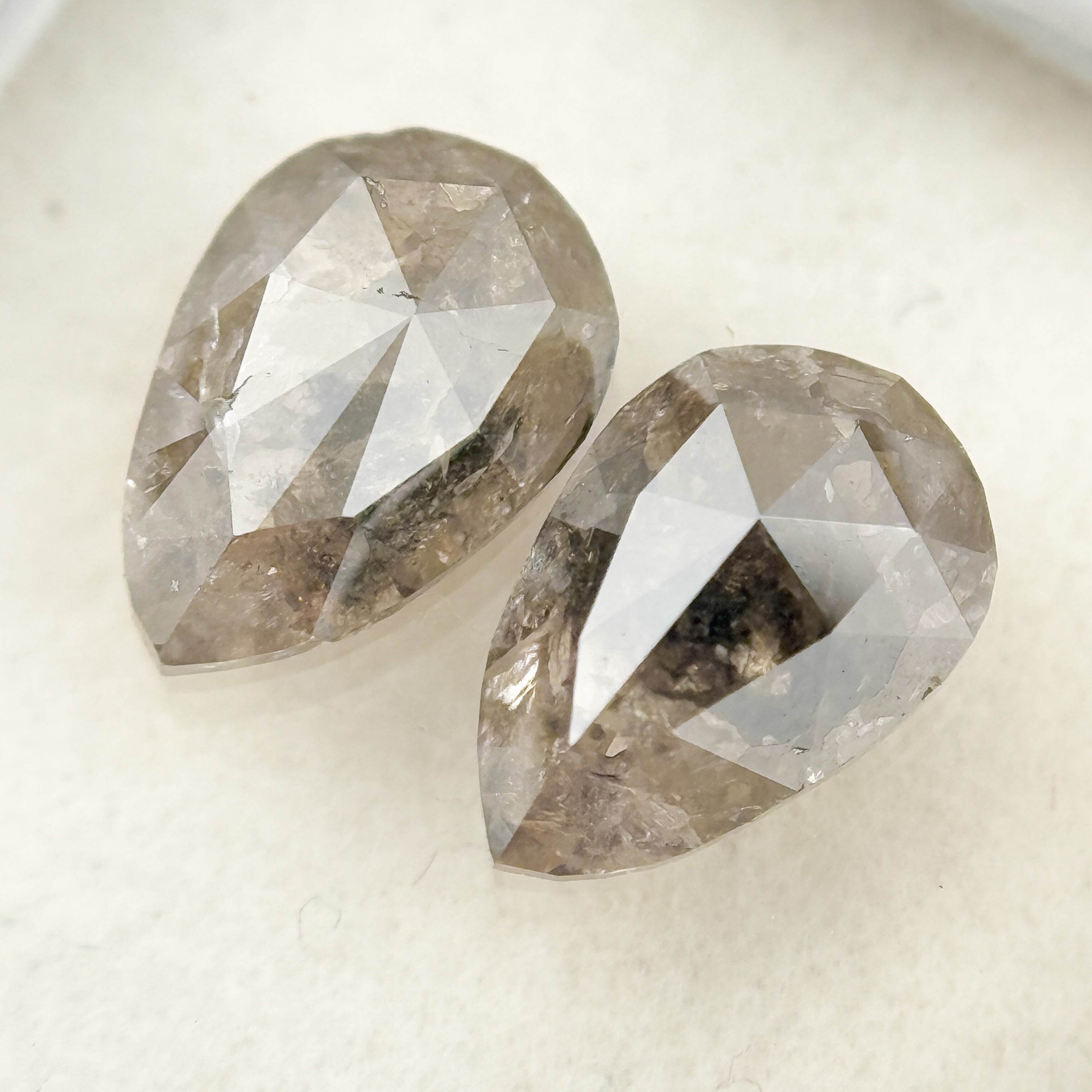 2.22 Ct Pear Rose Cut Grey Natural Salt and Pepper Diamond