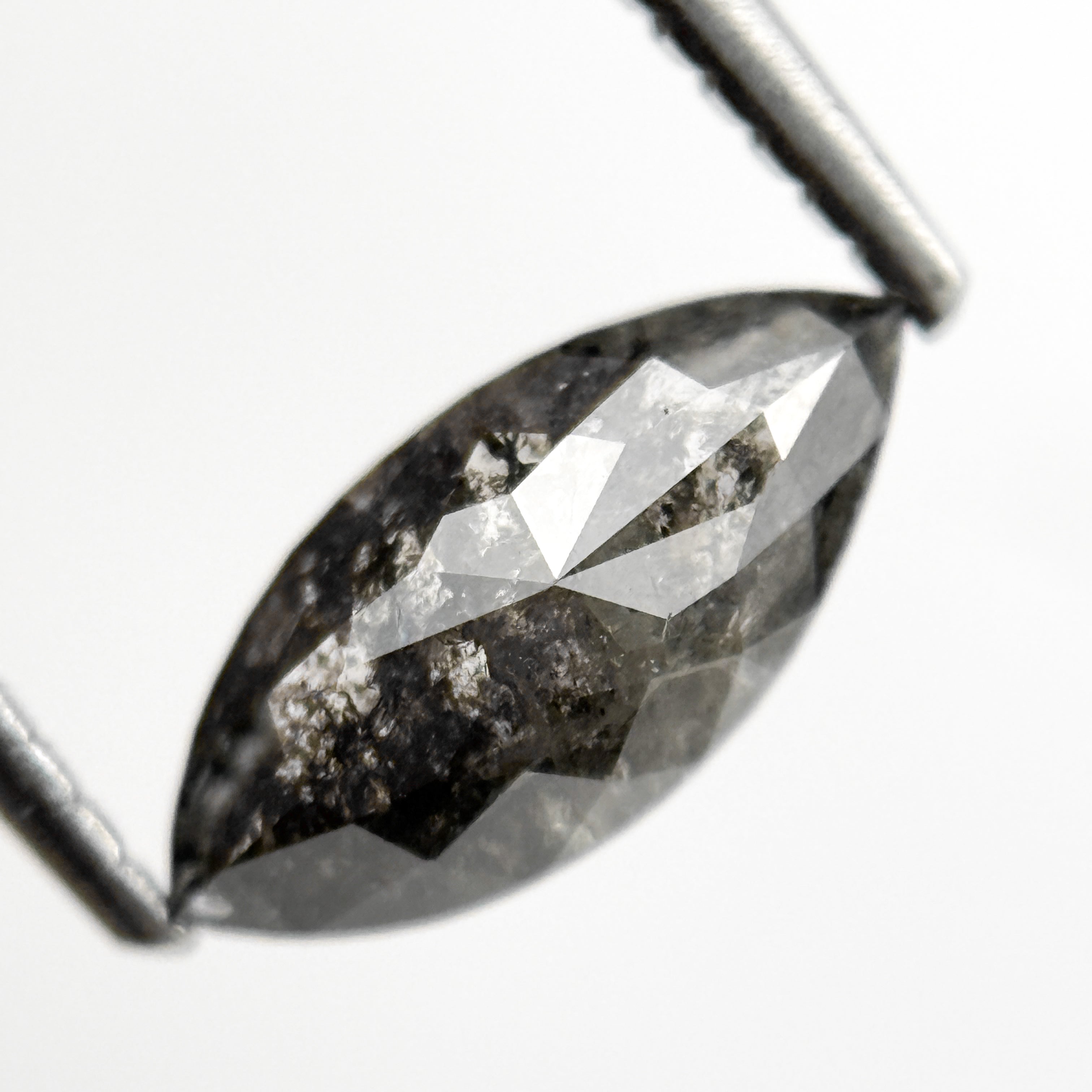 1.19 Ct Marquise Rose Cut Grey Natural Salt and pepper Diamond