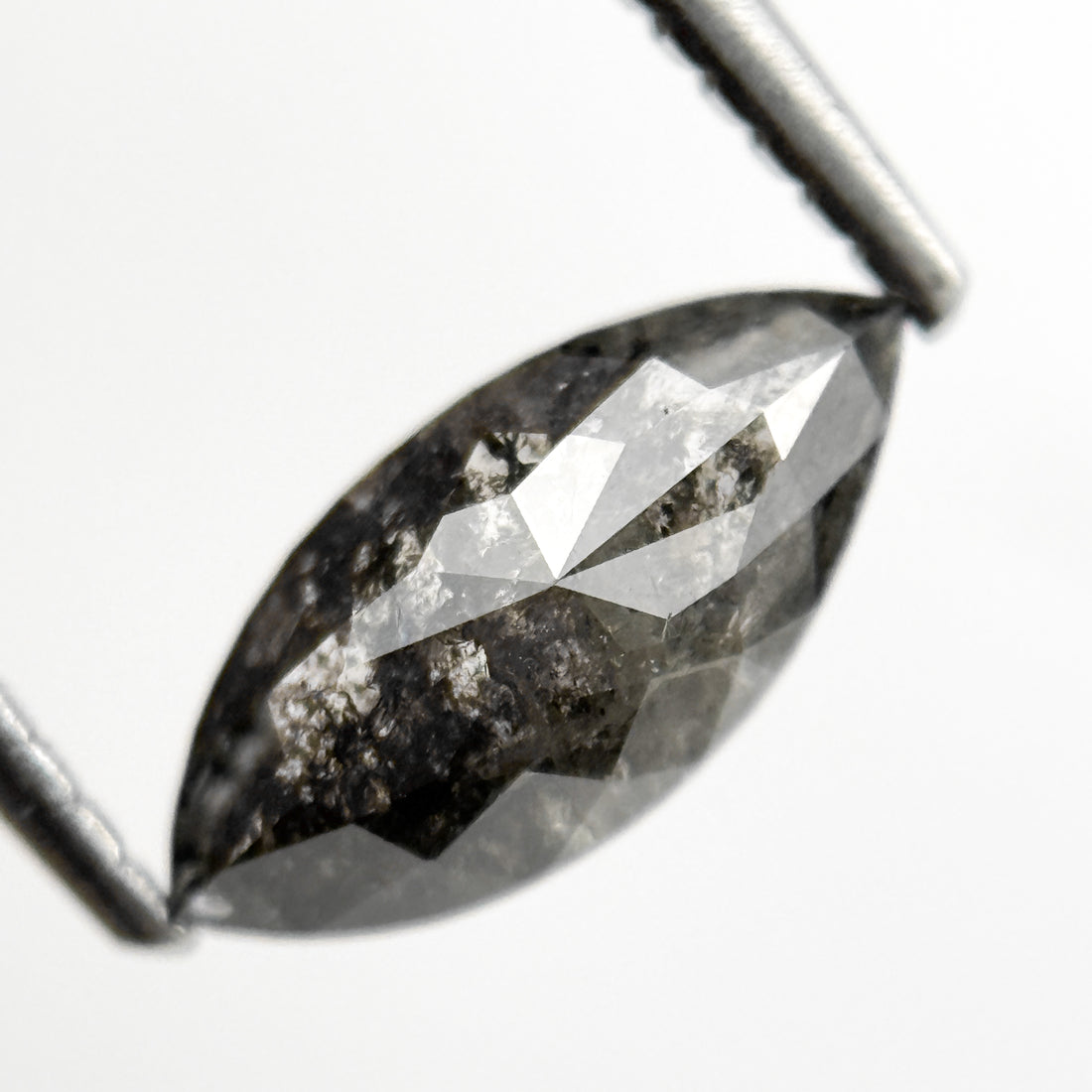 1.19 Ct Marquise Rose Cut Grey Natural Salt and pepper Diamond