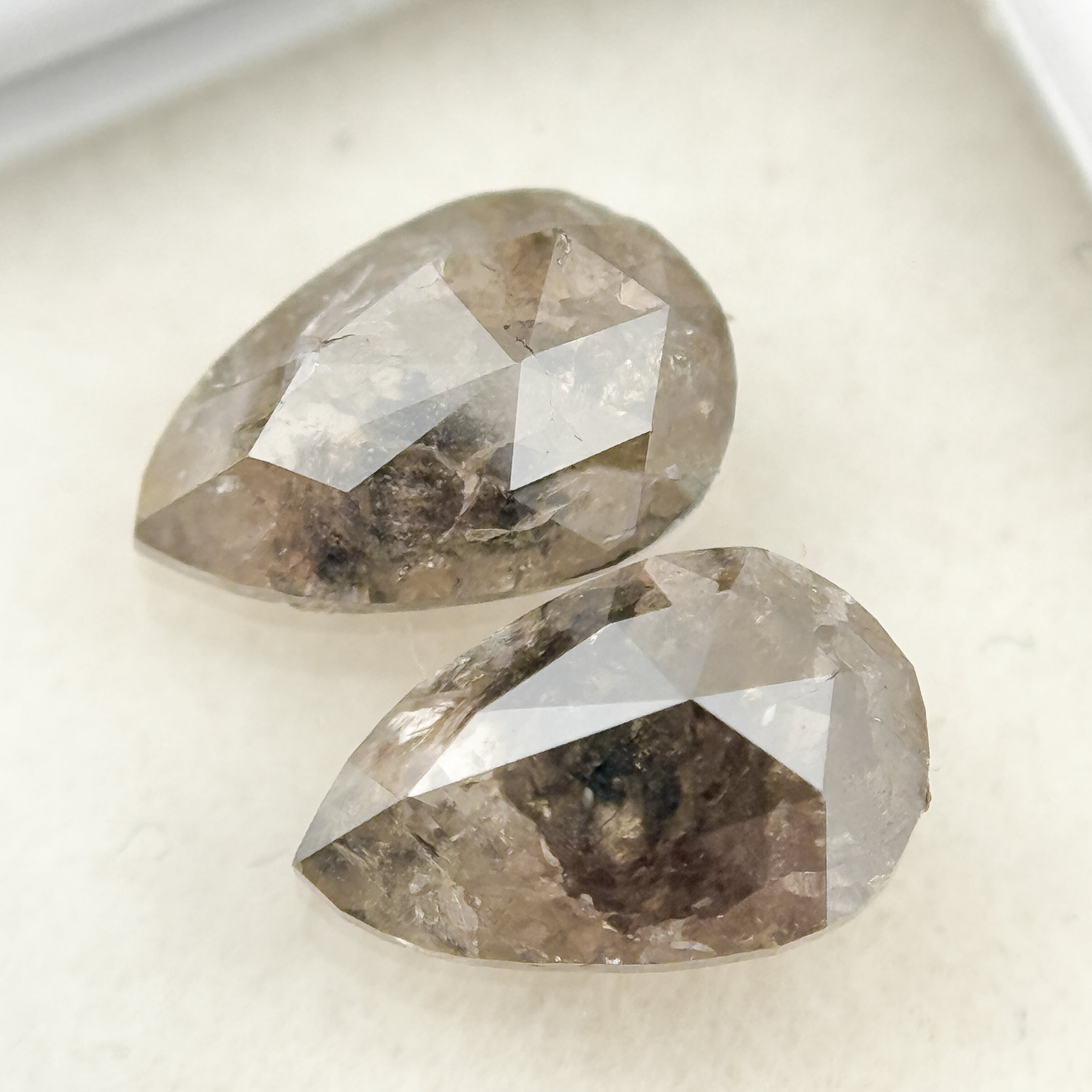 2.22 Ct Pear Rose Cut Grey Natural Salt and Pepper Diamond