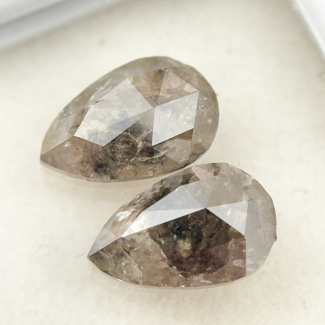 2.22 Ct Pear Rose Cut Grey Natural Salt and Pepper Diamond