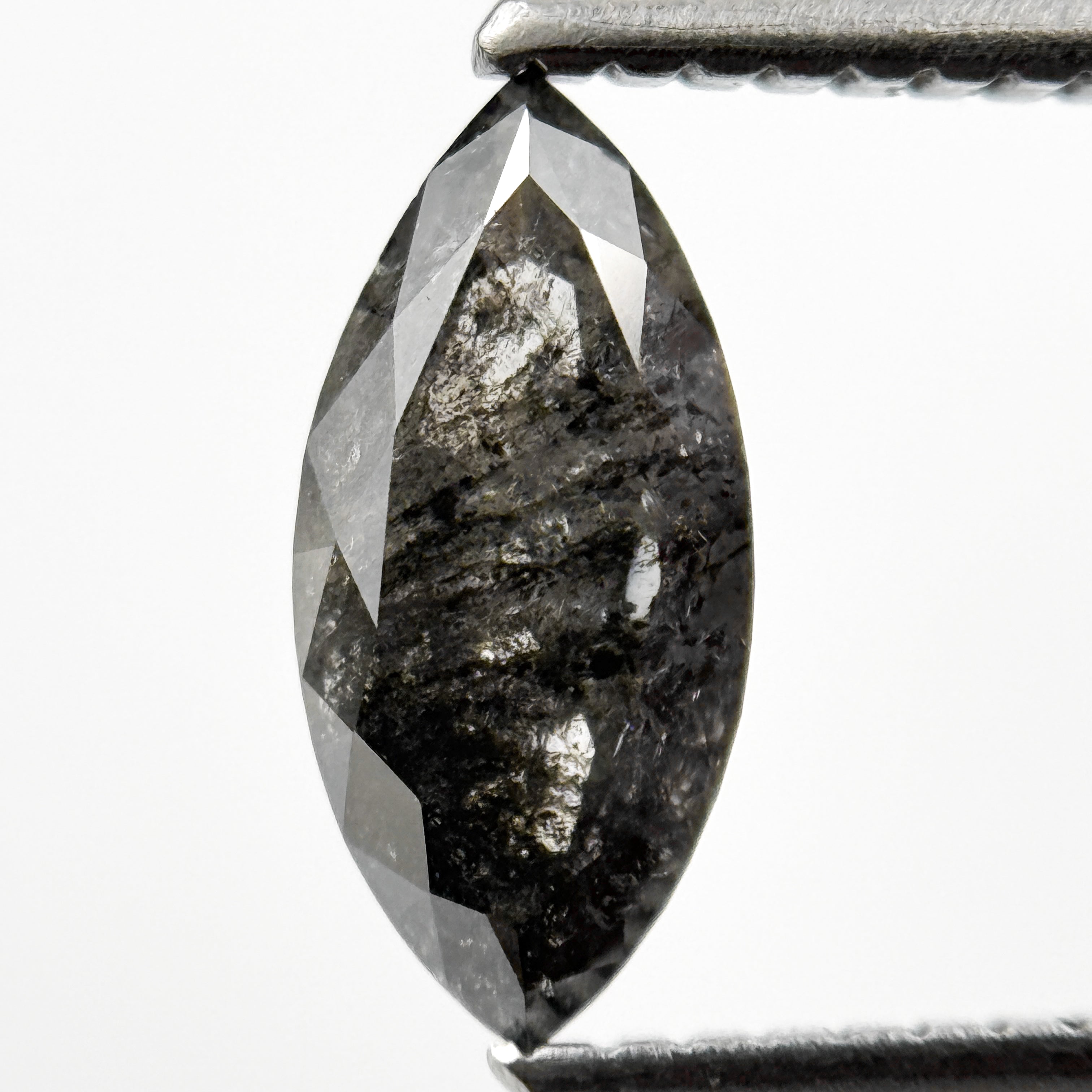 1.19 Ct Marquise Rose Cut Grey Natural Salt and pepper Diamond